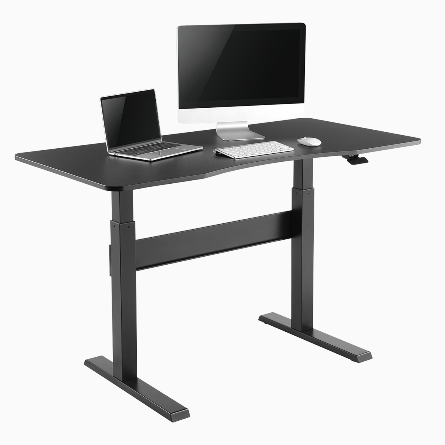 Desky Air-Lift Zero Sit-Stand Desk – 57.1" × 28.7" White Top, Pneumatic Lift, Black Frame