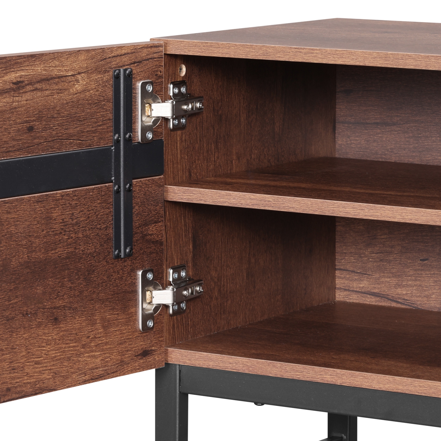 WAMPAT Modern TV Stand for TVs up to 75 inch, 2 in 1 Entertainment Center TV Console with Storage Cabinets and Metal Base for Living Room, Brown