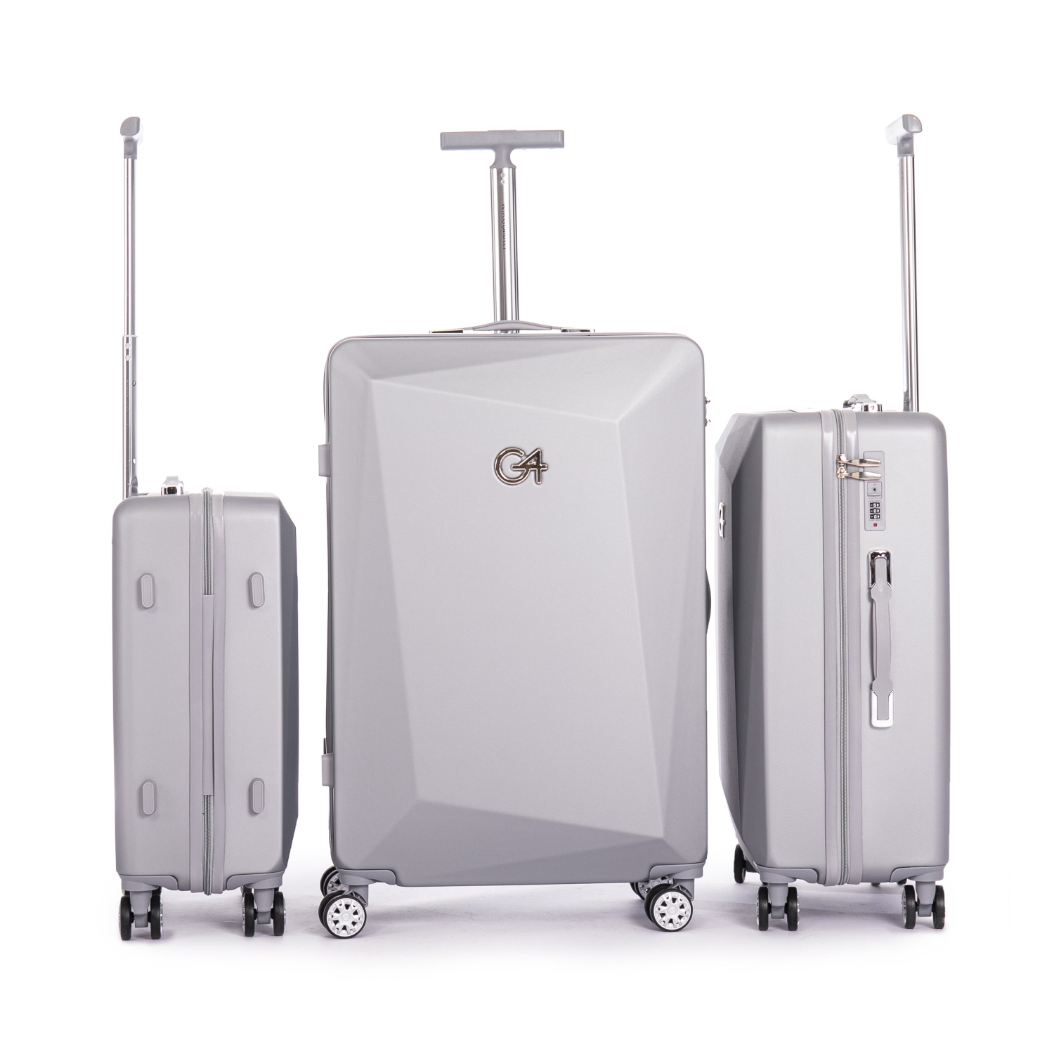WINGOMART 3-Piece Luggage Set Lightweight Durable PC+ABS Hardshell, Double Spinner Wheels, TSA Lock - 20in/24IN/28in - Platinum