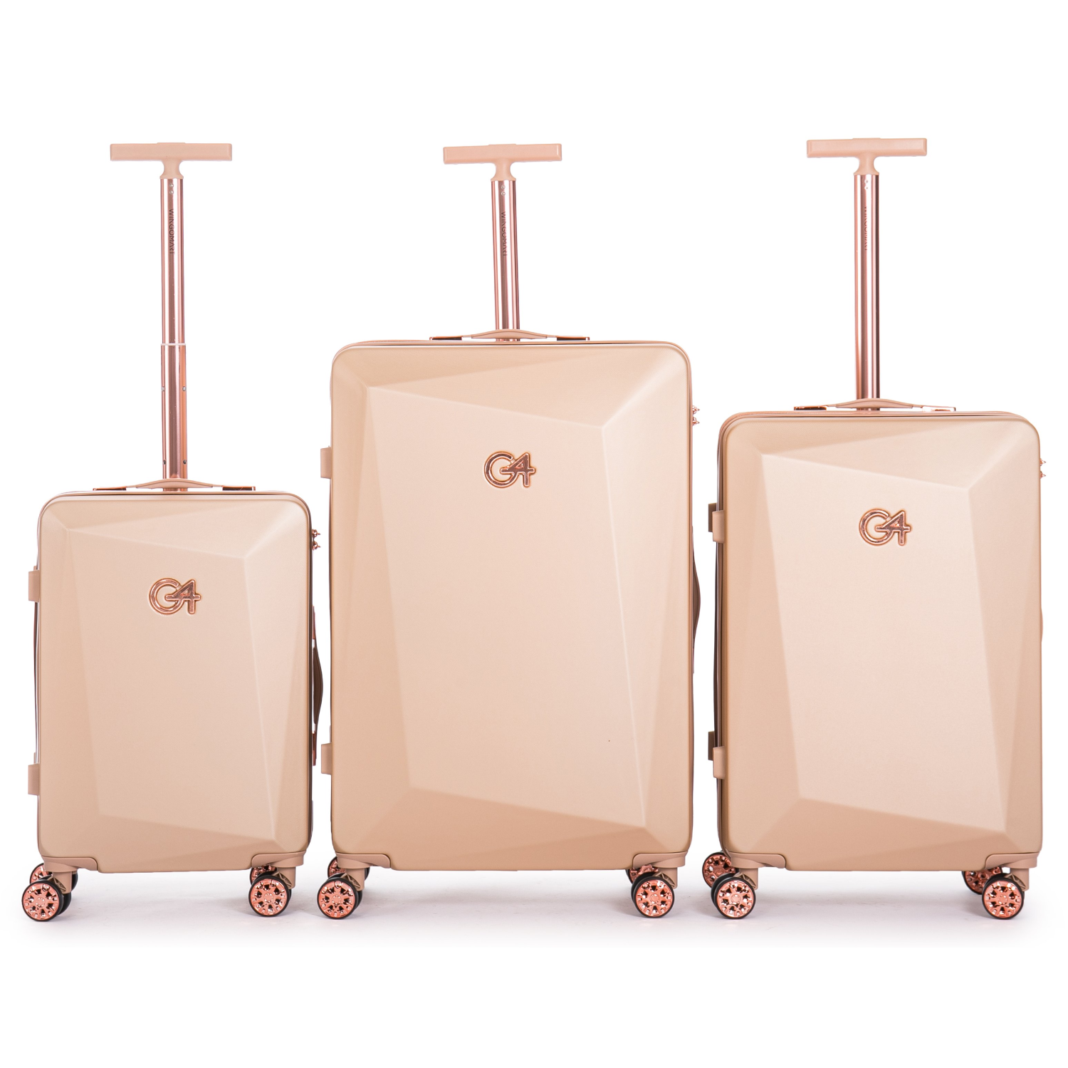 Ensemble de 3 valises rigides, légères et durables PC+ABS WINGOMART, roulettes pivotantes doubles, verrou TSA - 20&nbsp;po/24IN/28&nbsp;po - Doré