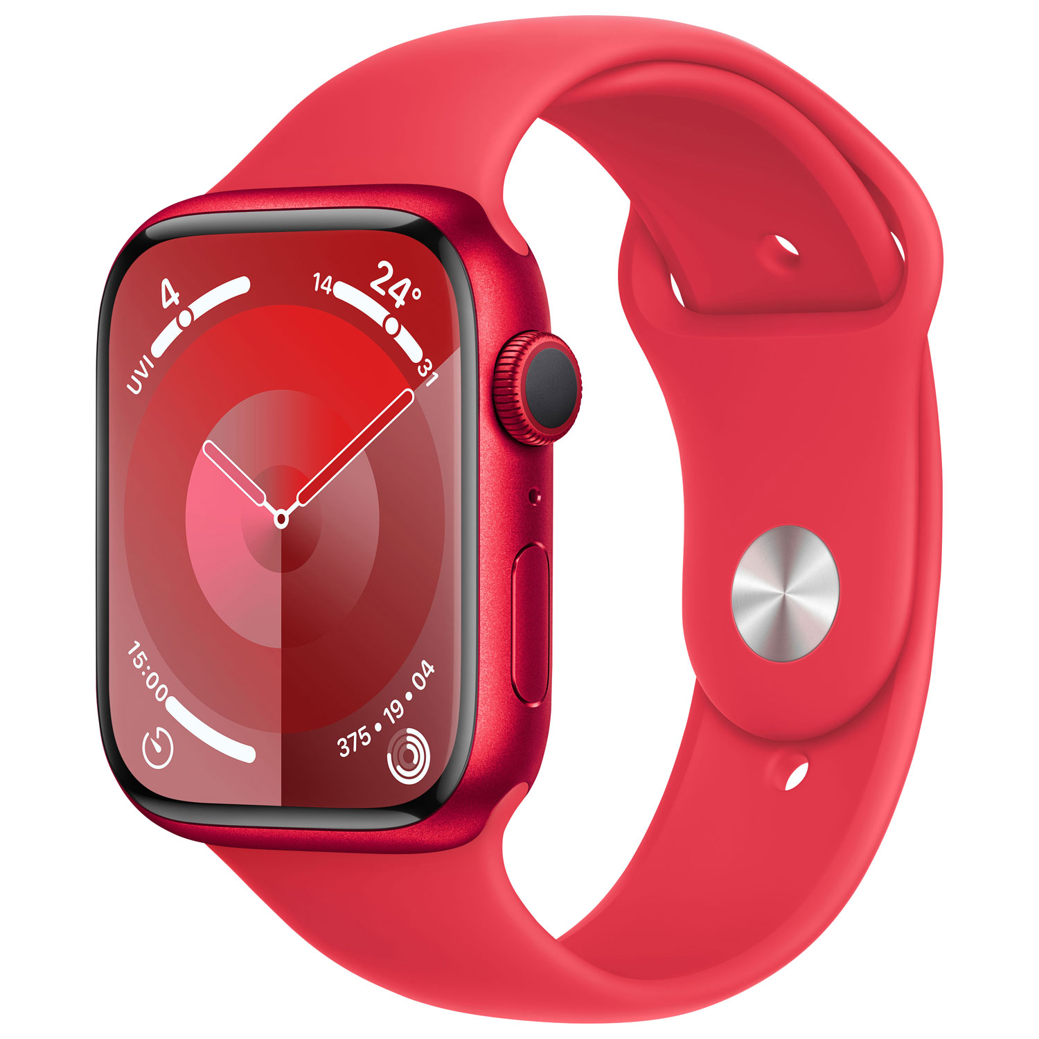 Apple Watch Series 9 (GPS) 45mm (PRODUCT)RED Aluminum Case with (PRODUCT)RED Sport Band - Medium/Large 160-210mm