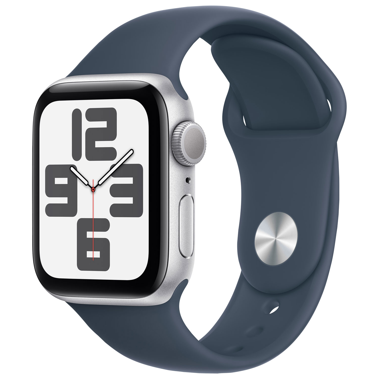 Apple Watch SE (GPS) 40mm Silver Aluminum Case with Storm Blue Sport Band - Small / Medium
