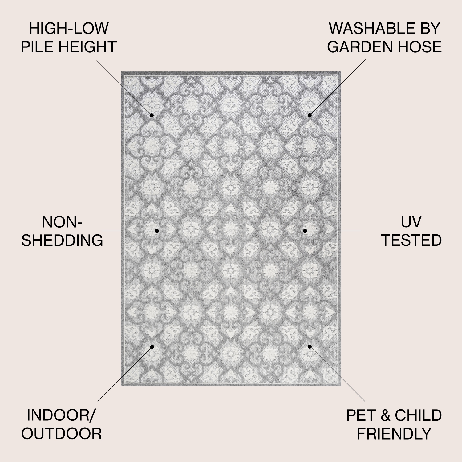 Gallia Tile Trellis High-Low Indoor/Outdoor Area Rug
