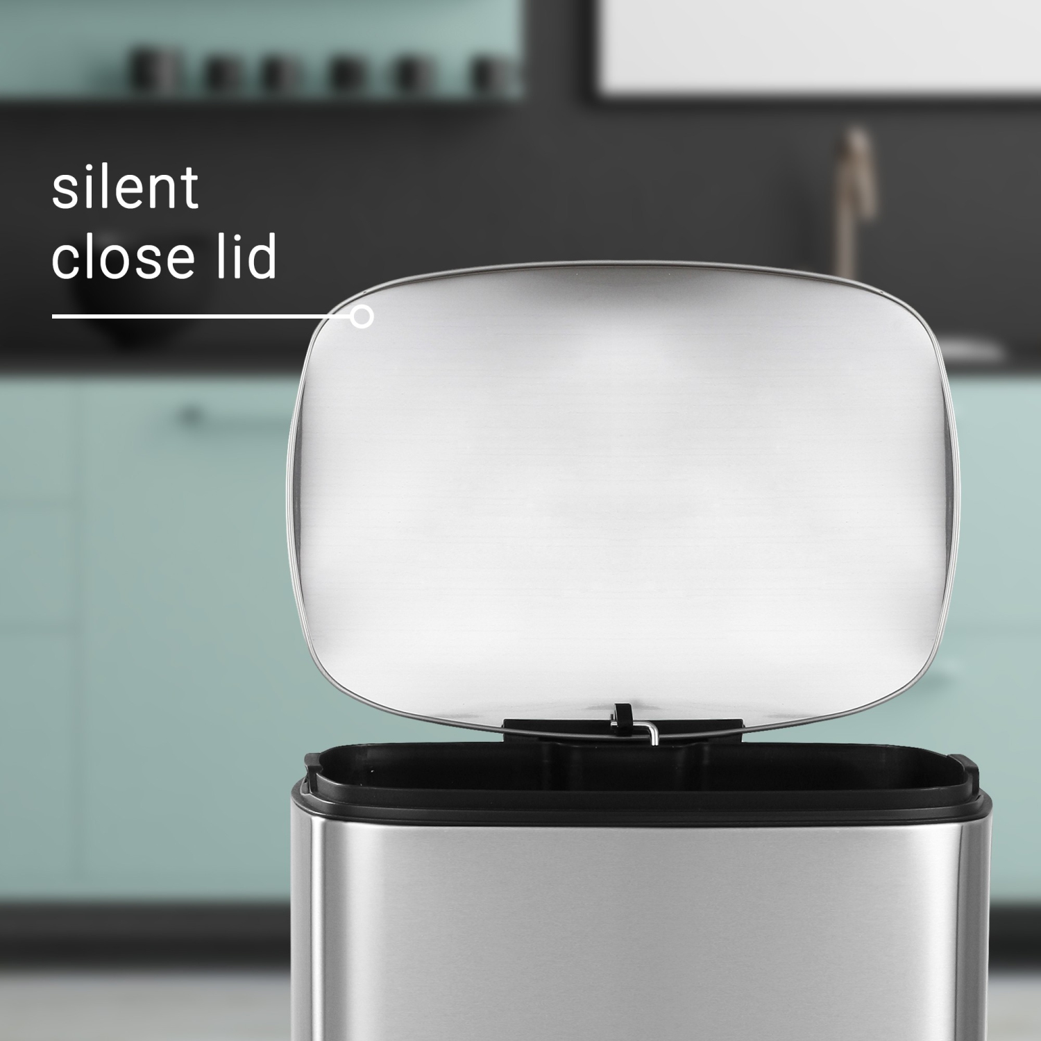 Connor Rectangular Trash Can with Soft-Close Lid and Mini Trash Can