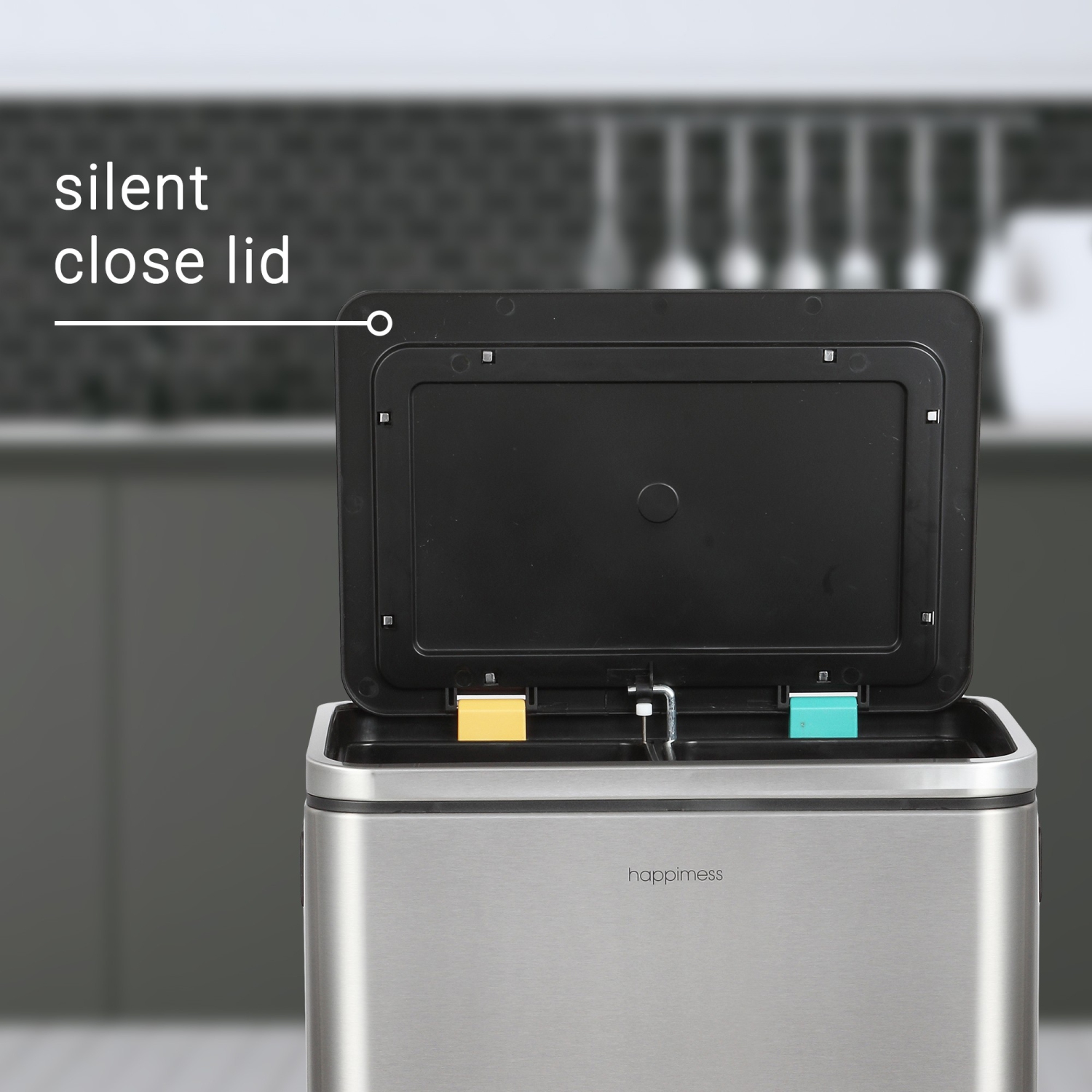 Elmo Rectangular Double Bucket Trash Can with Soft-Close Lid