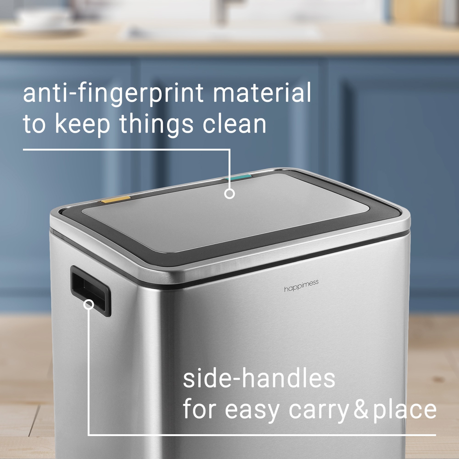 Elmo Rectangular Double Bucket Trash Can with Soft-Close Lid