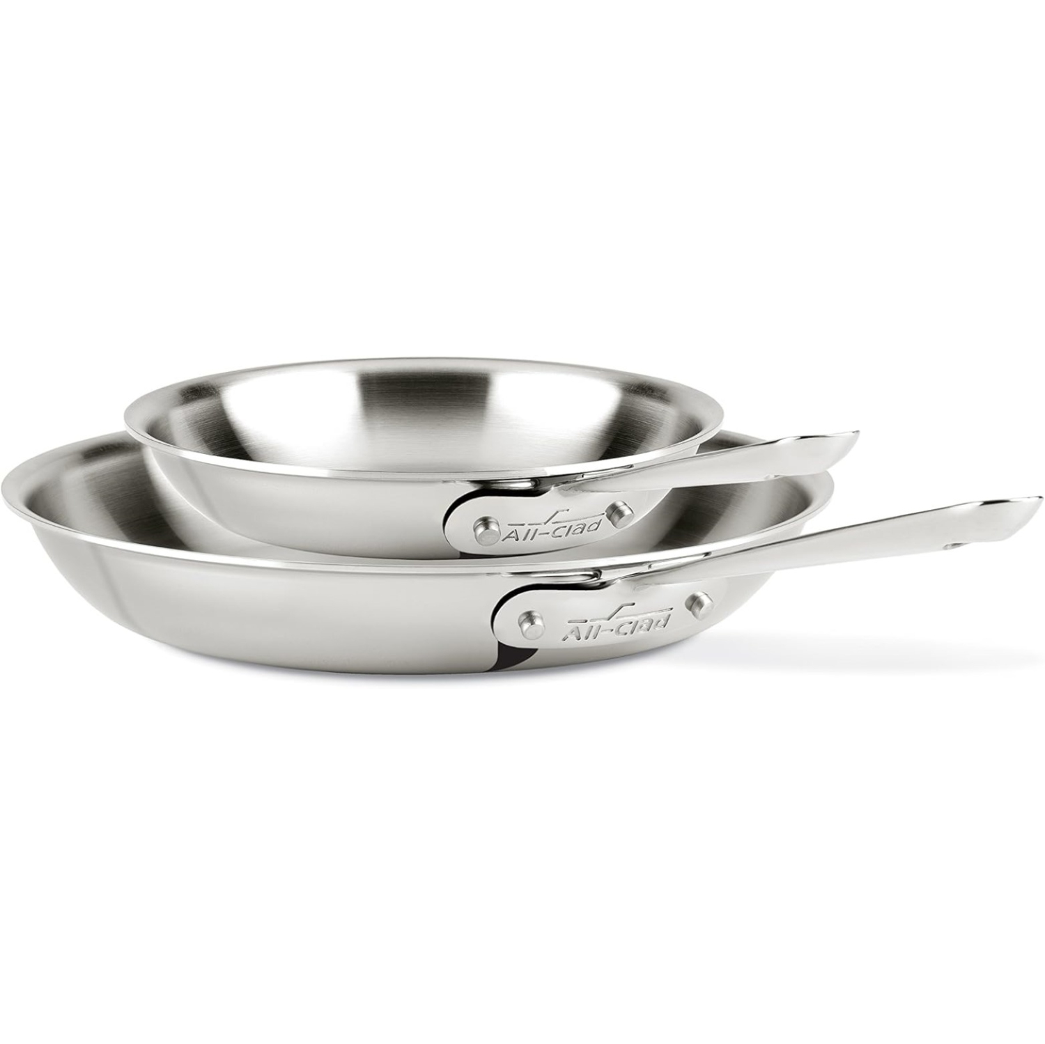 Poêle à frire D3&nbsp;cm en acier inoxydable All-Clad, 8&nbsp;cm et batterie de cuisine 10 po, 2&nbsp;cm, argenté