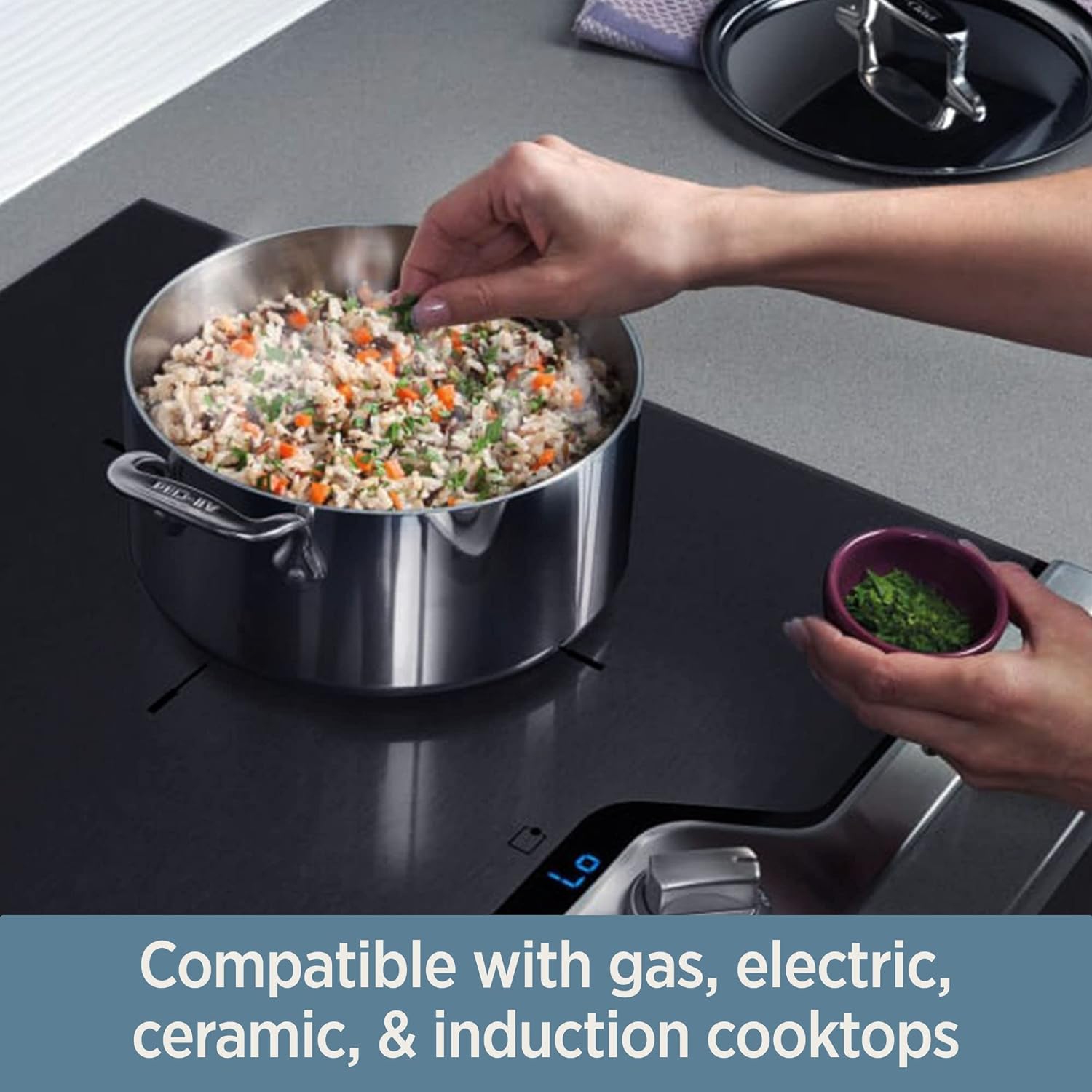 Poêle à frire D3&nbsp;cm en acier inoxydable All-Clad, 8&nbsp;cm et batterie de cuisine 10 po, 2&nbsp;cm, argenté