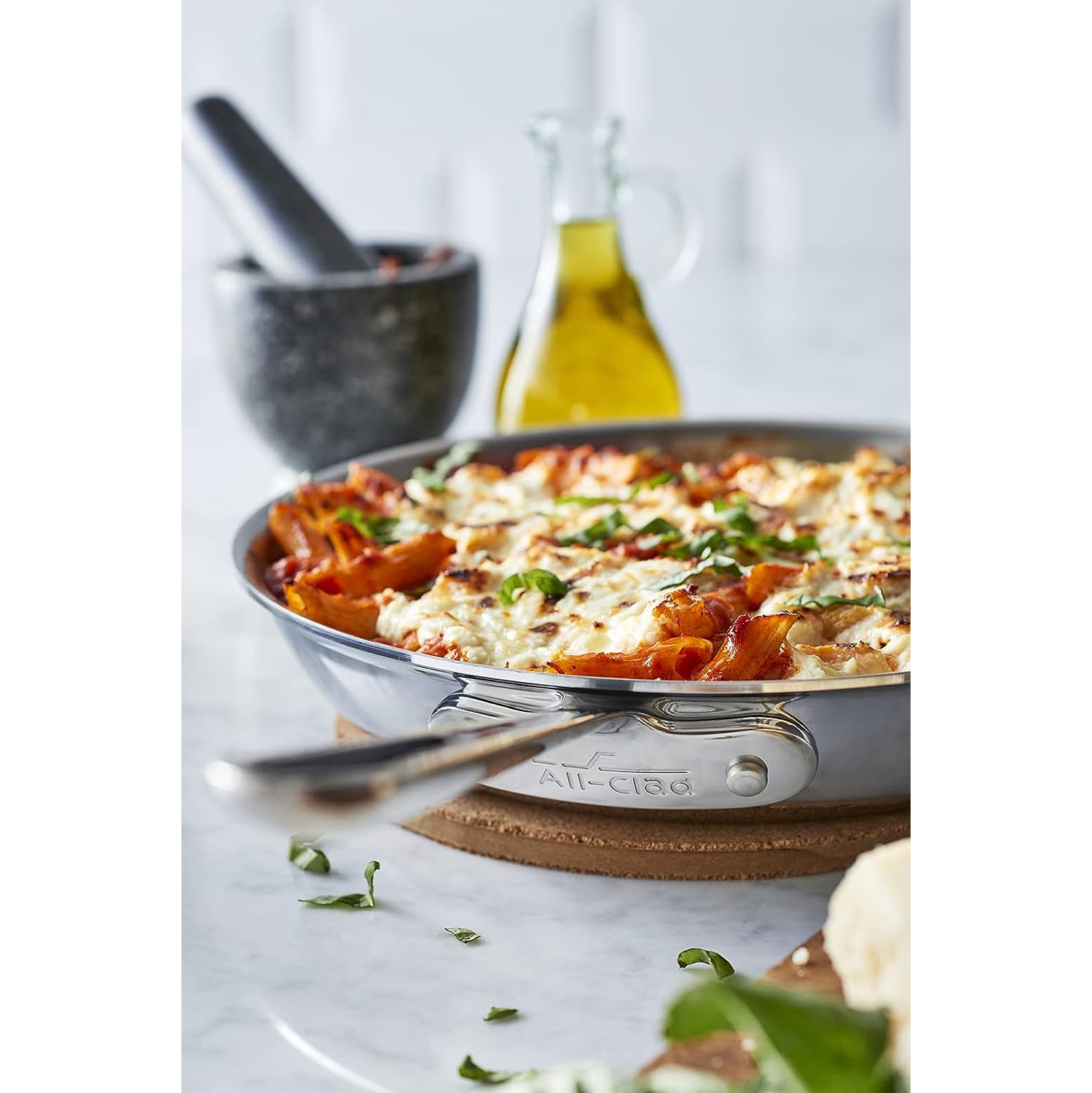 Poêle à frire entièrement Clad 4112&nbsp;cm en acier inoxydable à trois couches contrecollé lavable au lave-vaisselle, 12 po, argenté