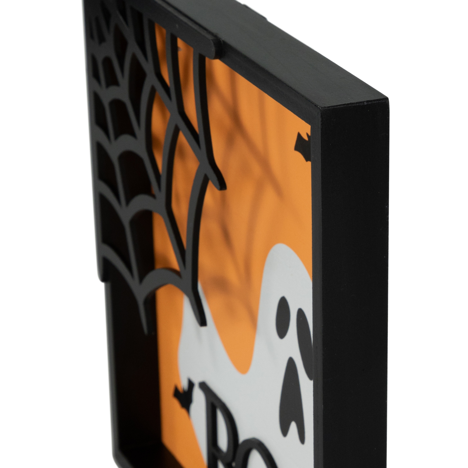 Ghost and Spider Web "Boo" Halloween Wall Sign - 9.75"