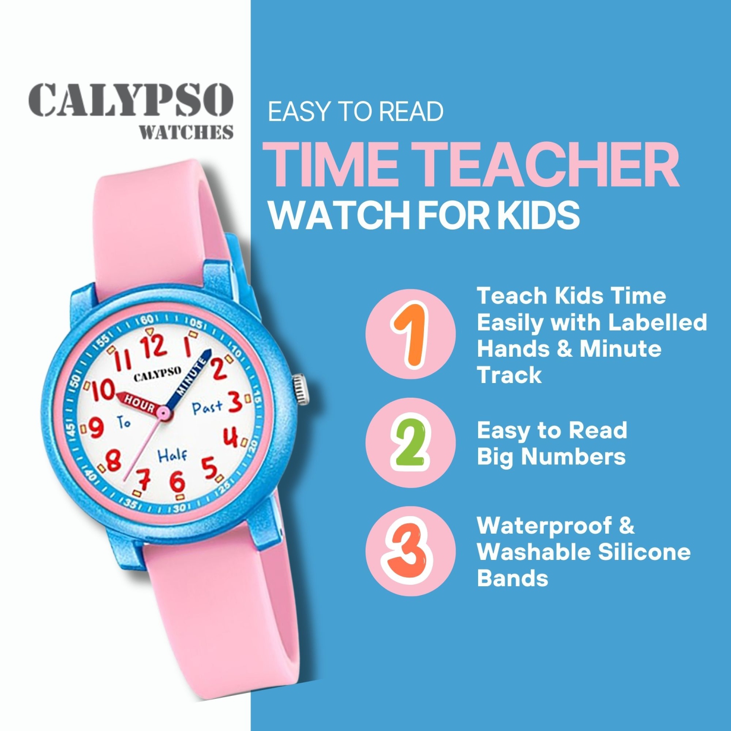 Educational Kids Watch for Boys & Girls, Analog Time Teacher Watch for Children, Easy to Read and Learn to Tell Time. Perfect for ages 5, 6, 7, 8, 9,