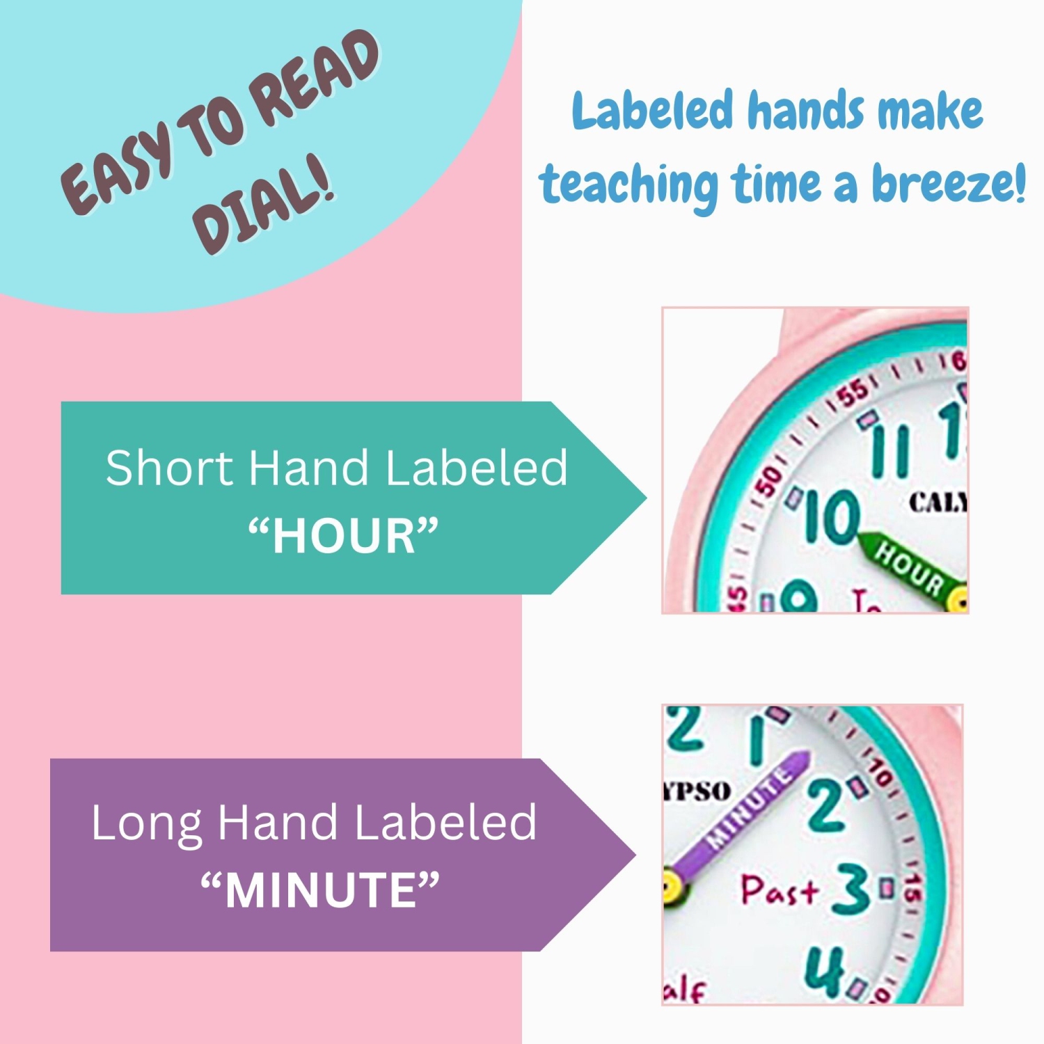 Educational Kids Watch for Boys & Girls, Analog Time Teacher Watch for Children, Easy to Read and Learn to Tell Time. Perfect for ages 5, 6, 7, 8, 9,