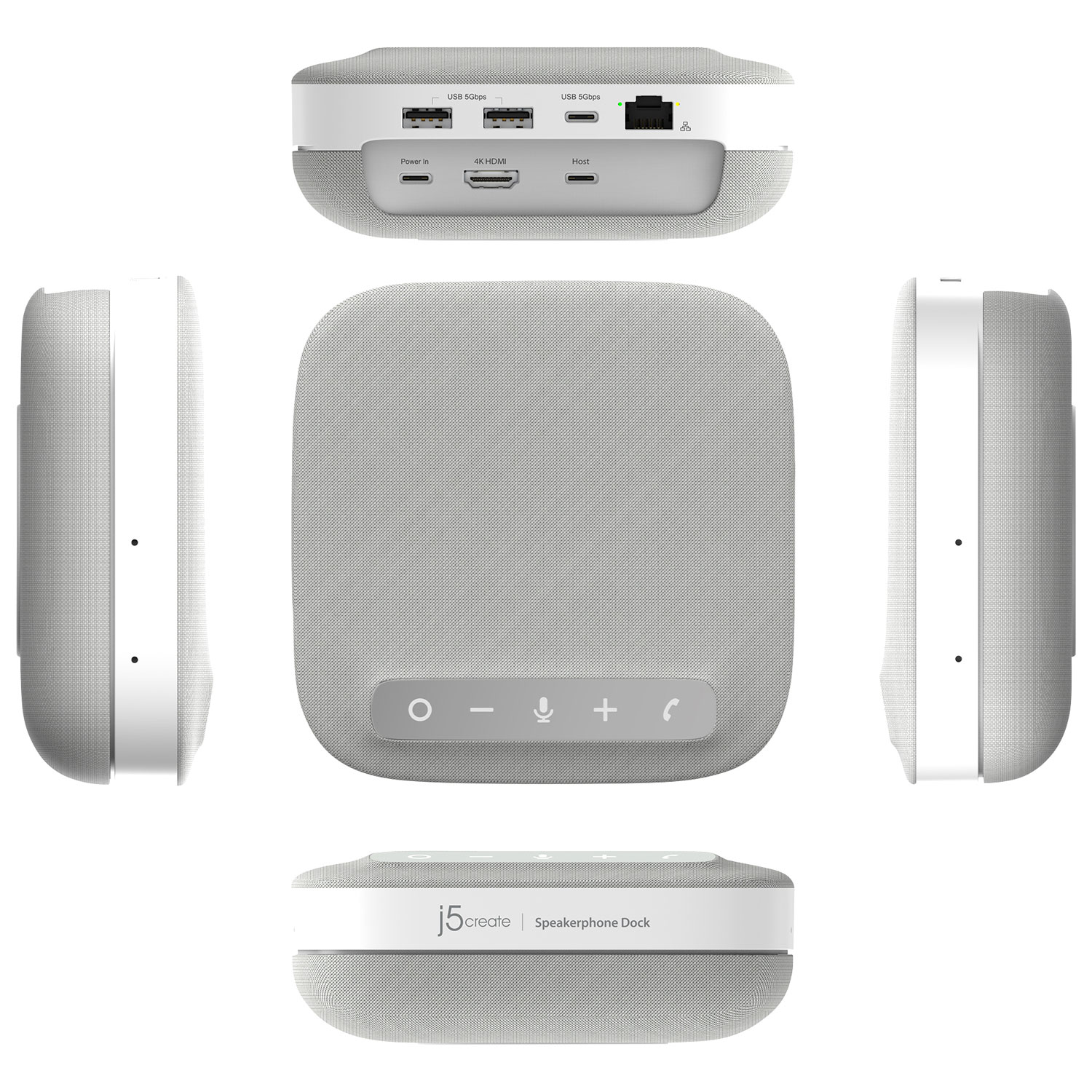 j5create USB-C 4K Speakerphone Dock - Grey/White