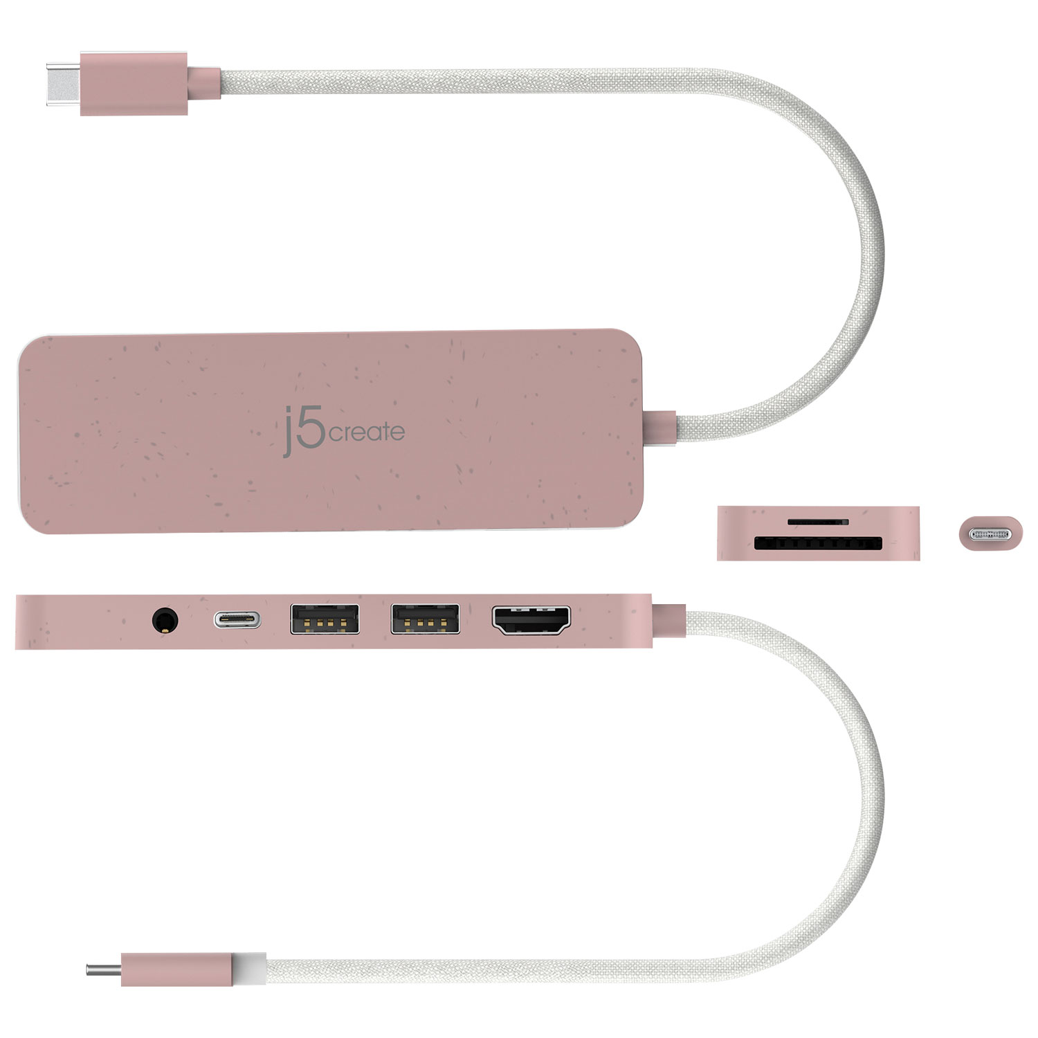 j5create Eco-Friendly USB-C Multi-Port Hub with Power Delivery - Rose