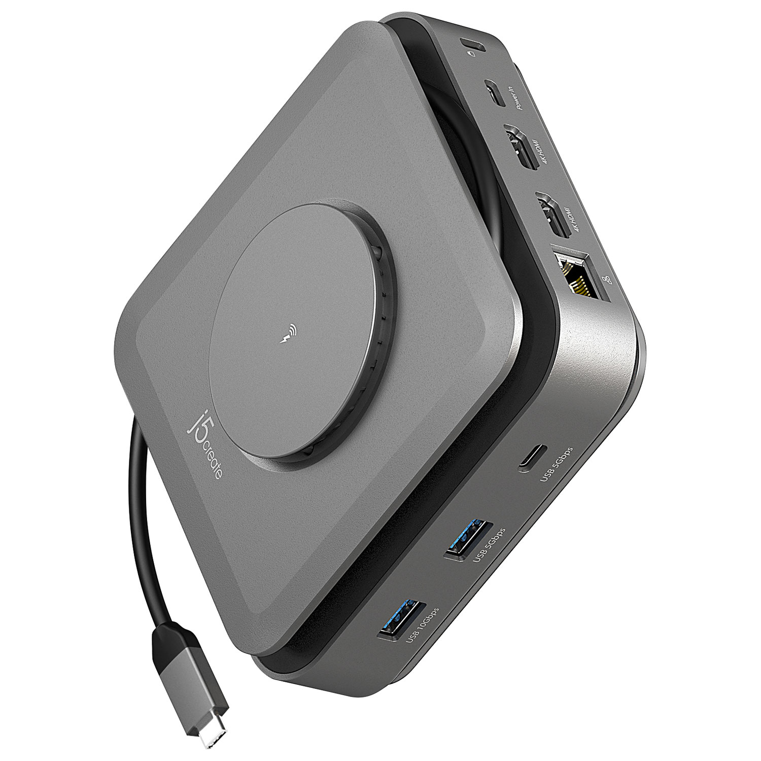 Station d'accueil double USB-C HDMI 4K de j5create - Gris cosmique