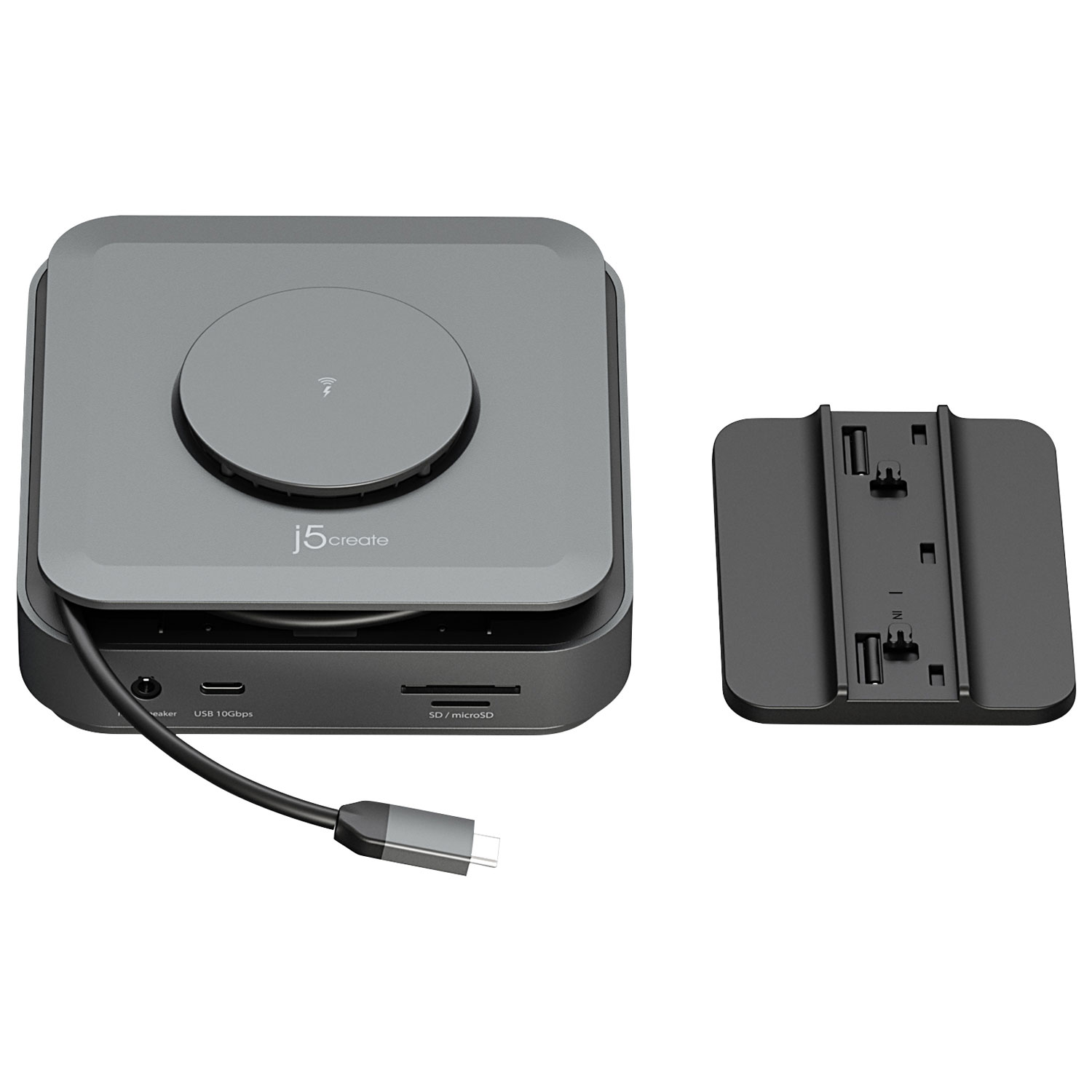 Station d'accueil double USB-C HDMI 4K de j5create - Gris cosmique