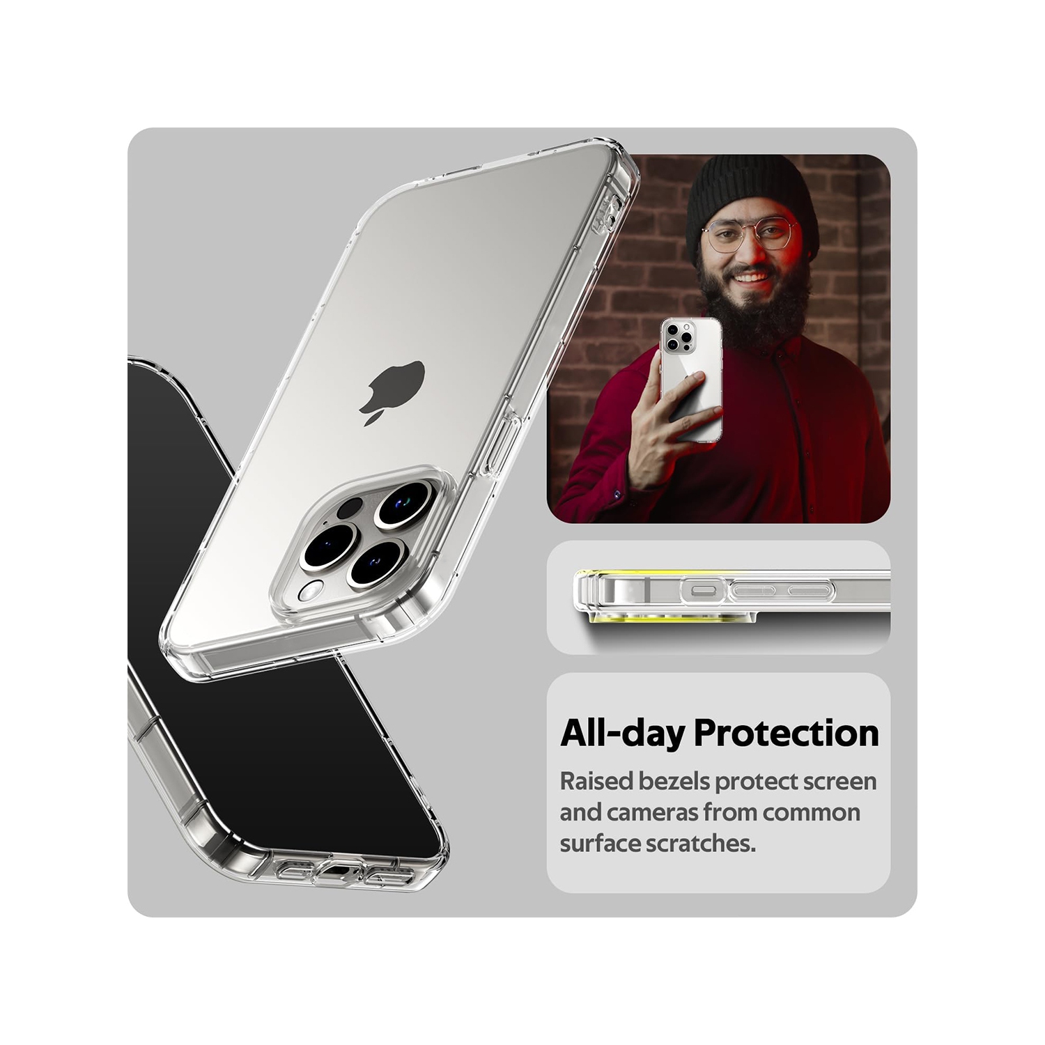 XCRS SOFT TPU Clear Transparent Cover with Hybrid Softshell Case for Apple iPhone 15 Pro 2023