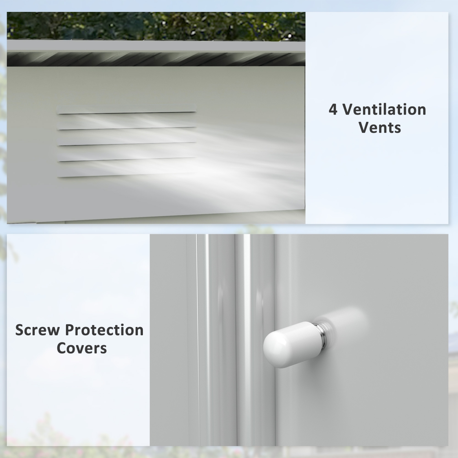 Remise extérieure Outsunny de 7 x 4 pi, range-outils de jardin en métal, portes coulissantes verrouillables et évents pour pelouse de jardin, gris