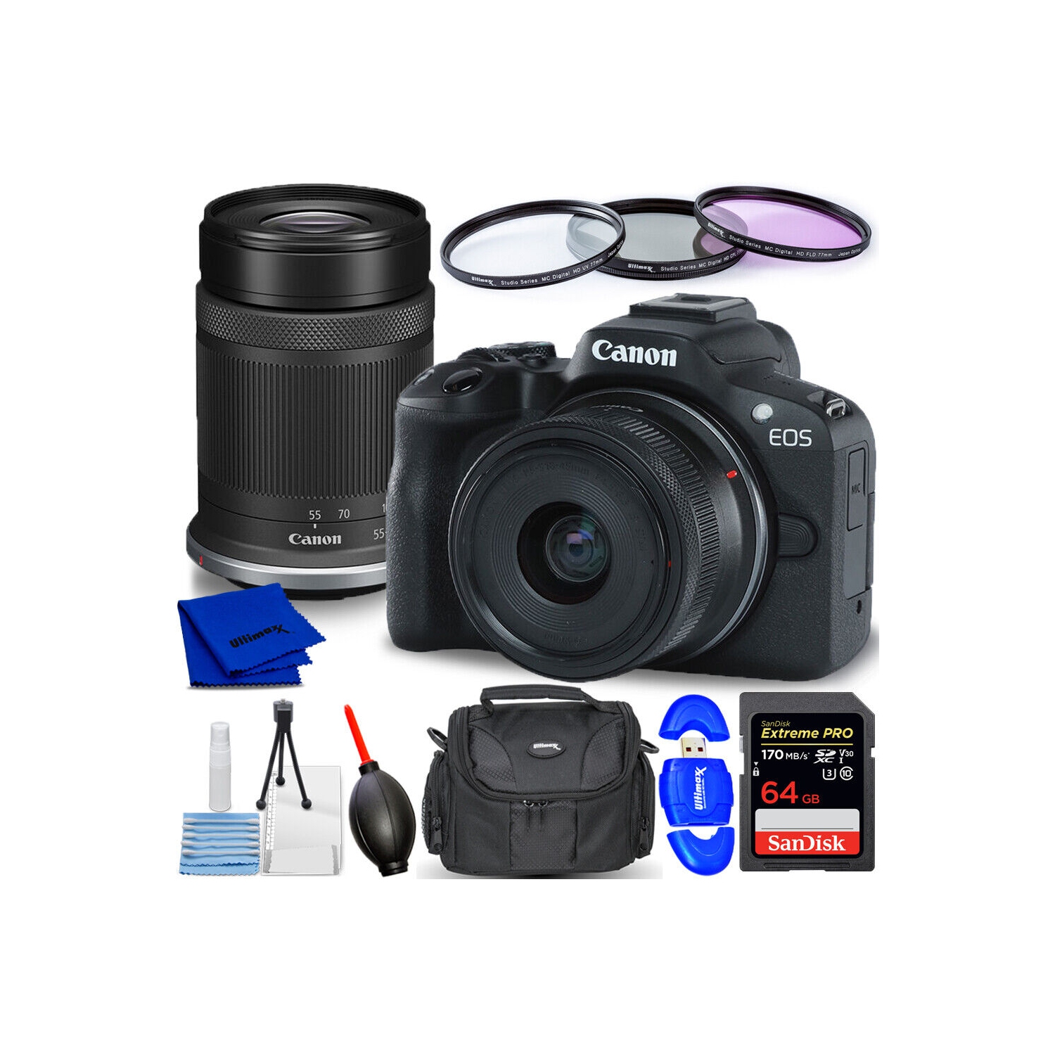 Canon EOS R50 Mirrorless Camera with 18-45mm and 55-210mm Lenses