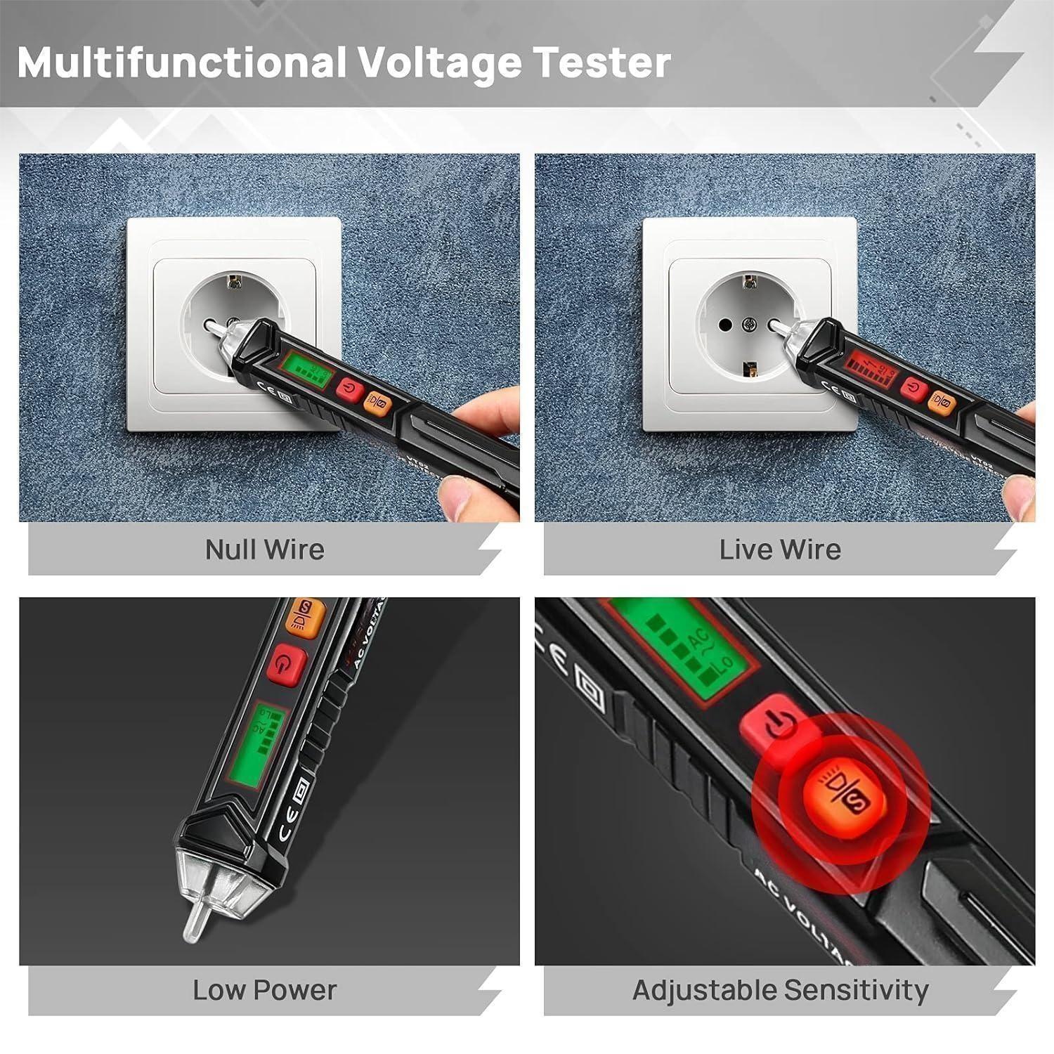 Contact AC Voltage Tester with Adjustable Sensitivity, LCD Display -VT02