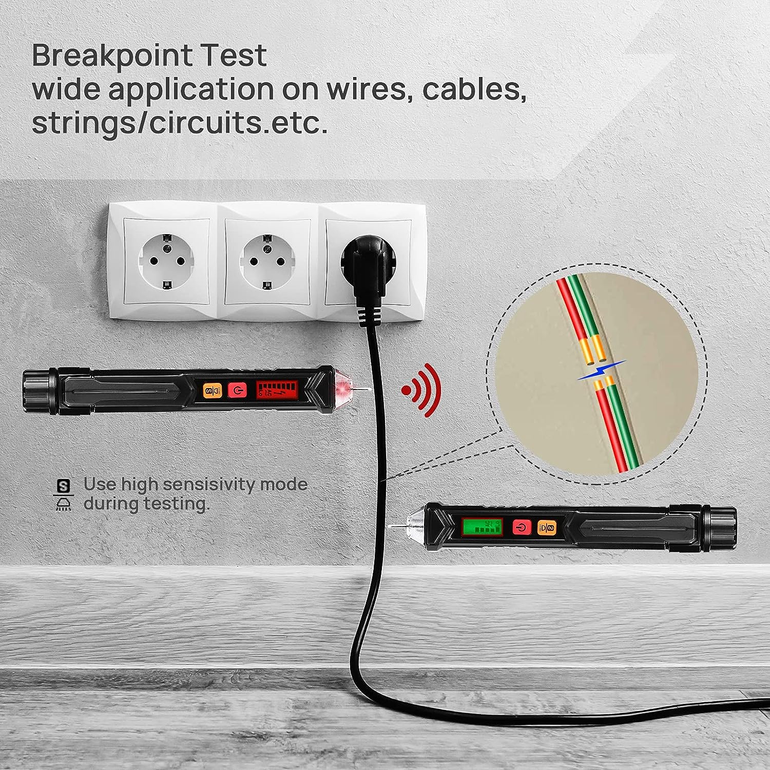 Contact AC Voltage Tester with Adjustable Sensitivity, LCD Display -VT02
