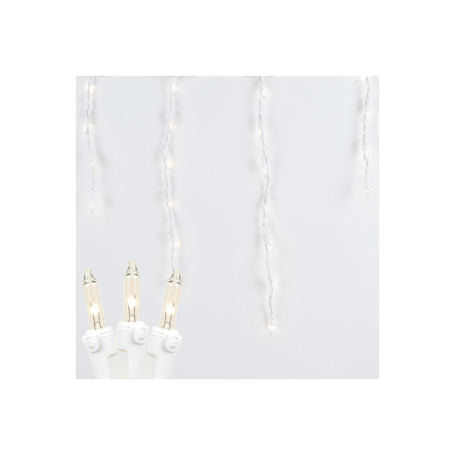 Novelty Lights 9 Foot Clear Outdoor Christmas Icicle Light Set, White Wire, Medium Drop, 100 Light