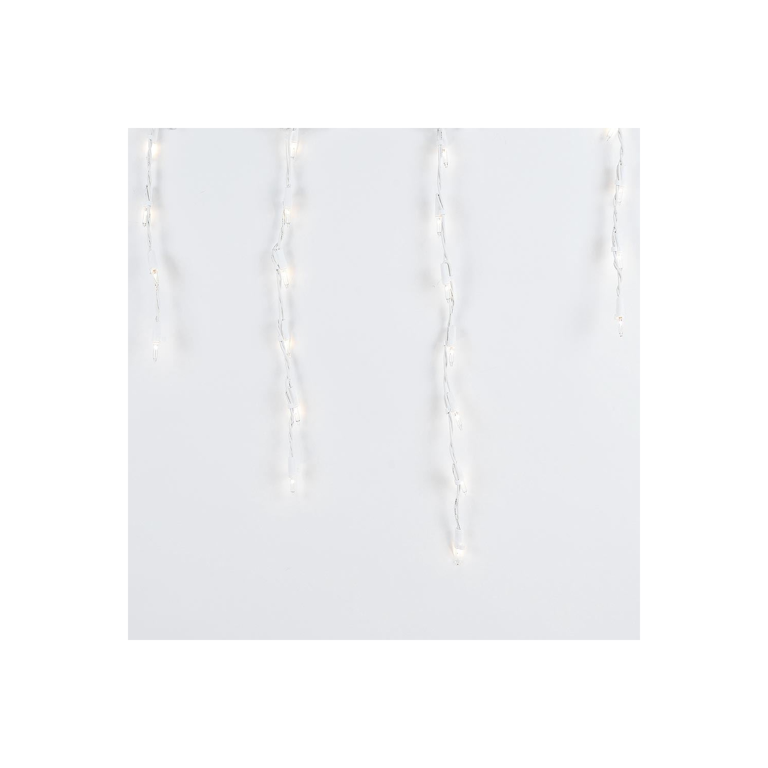 Novelty Lights 9 Foot Clear Outdoor Christmas Icicle Light Set, White Wire, Medium Drop, 100 Light