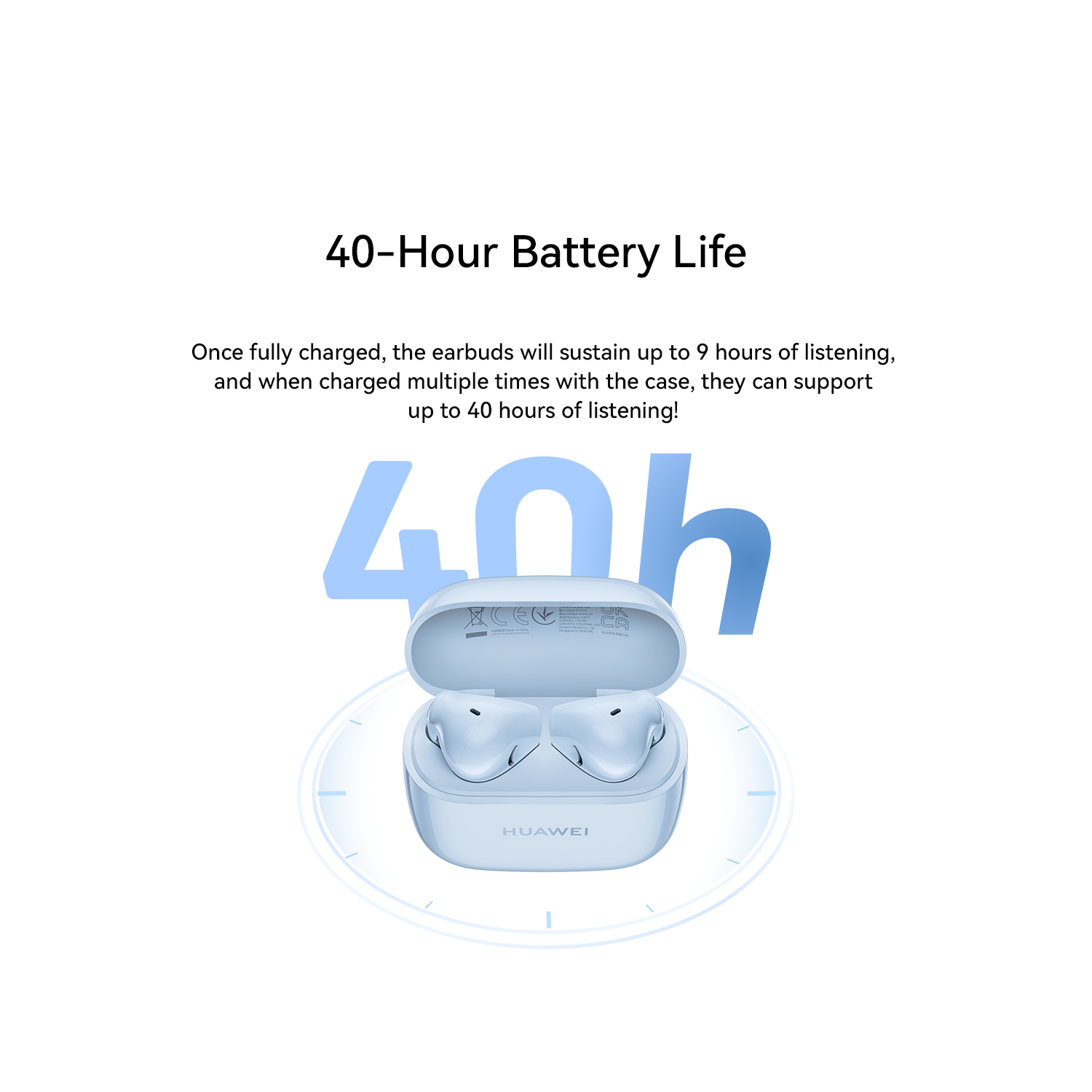 FreeBuds SE 2 de HUAWEI - Autonomie de 40 heures, Compact et confortable à tenir, 3 heures de lecture de musique avec une charge de 10 minutes, IP54