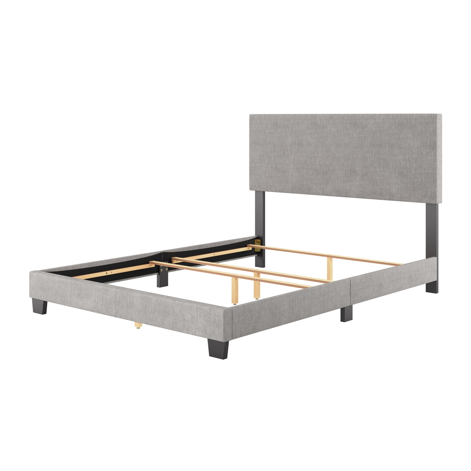CorLiving Celeste Modern Upholstered Queen Bed Frame with Headboard, Light Grey