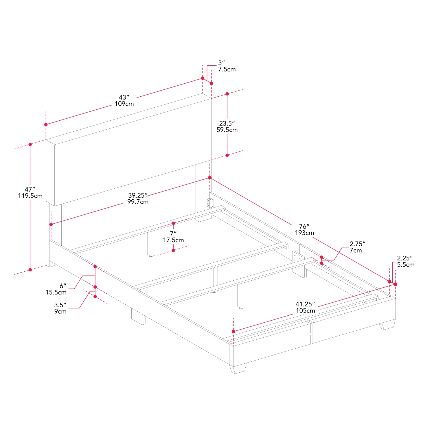 Cadre de lit simple recouvert moderne avec tête de lit Celeste de CorLiving, bleu