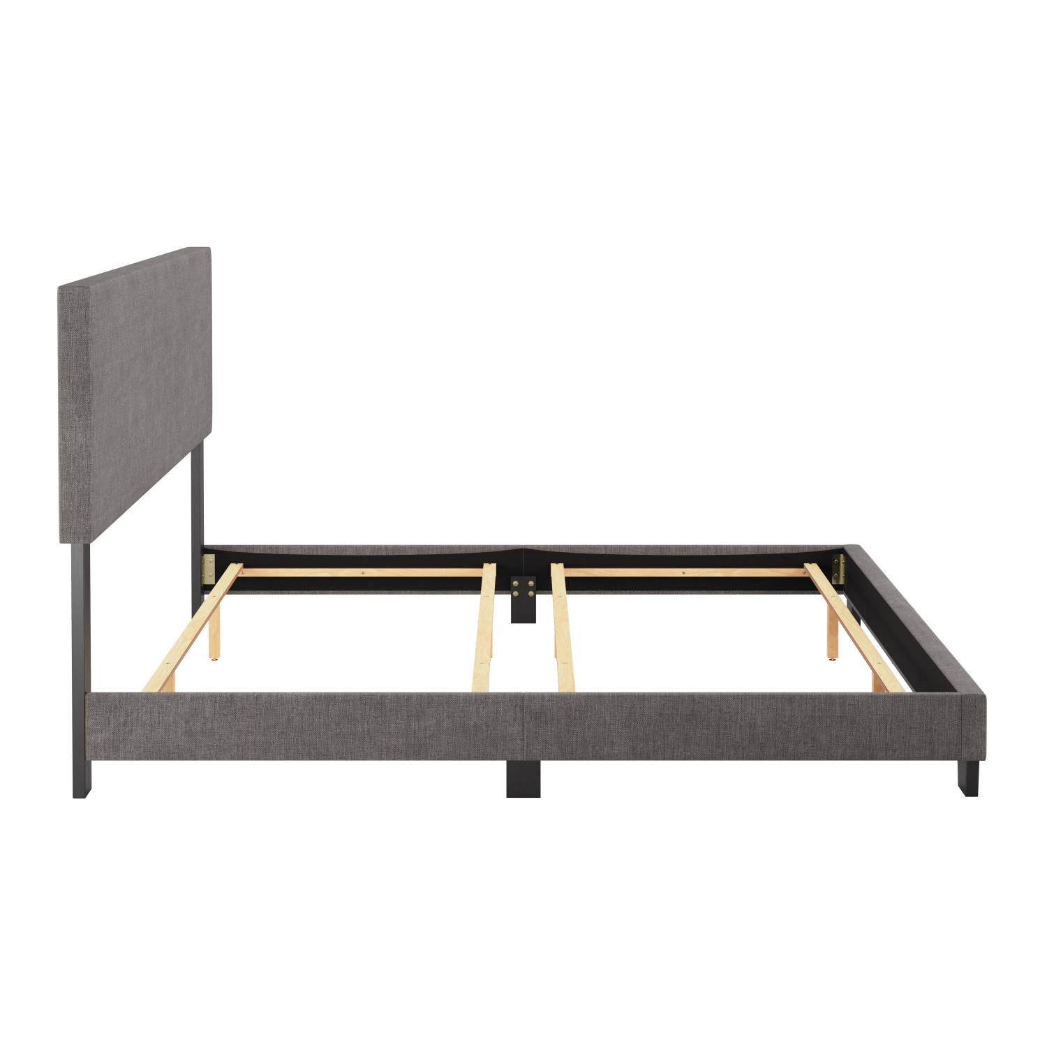 CorLiving Celeste Modern Upholstered King Bed Frame with Headboard, Dark Grey