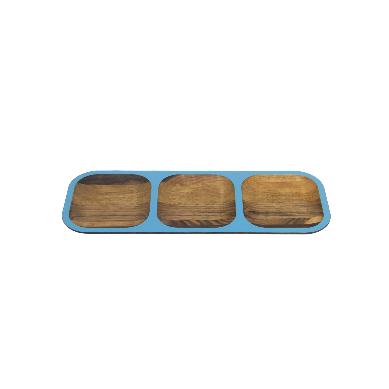 15" Blue and Brown Handcrafted Rectangular Tasting Tray