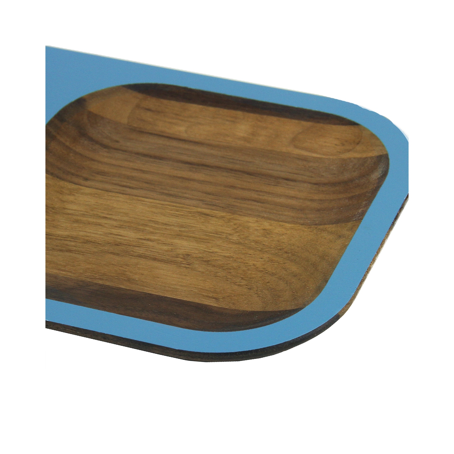 15" Blue and Brown Handcrafted Rectangular Tasting Tray