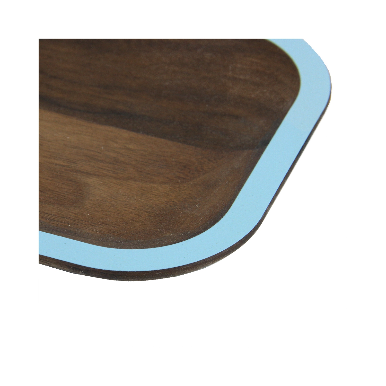 Plateau de service rectangulaire de 15 po en bois fait à la main, bleu et brun