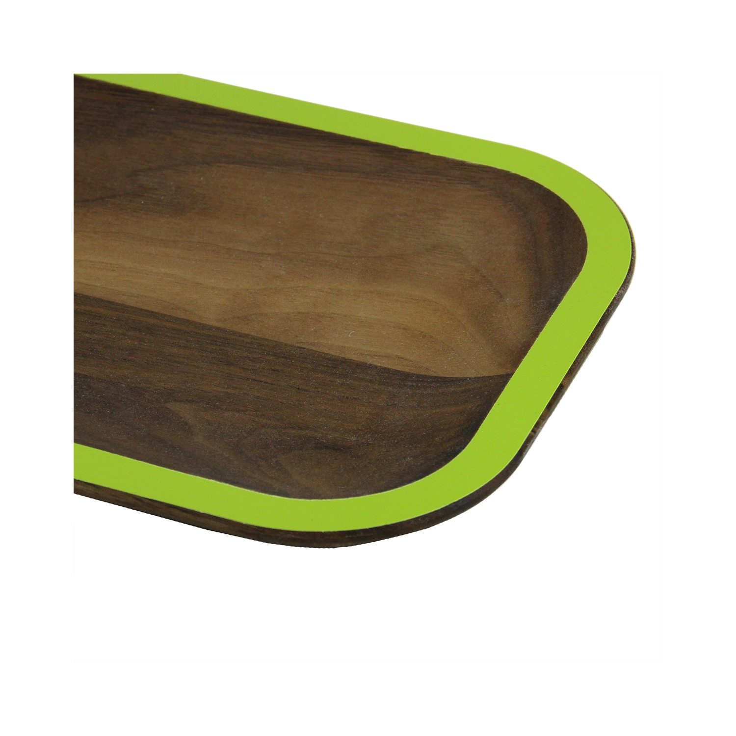 15" Green and Brown Handcrafted Rectangular Serving Tray