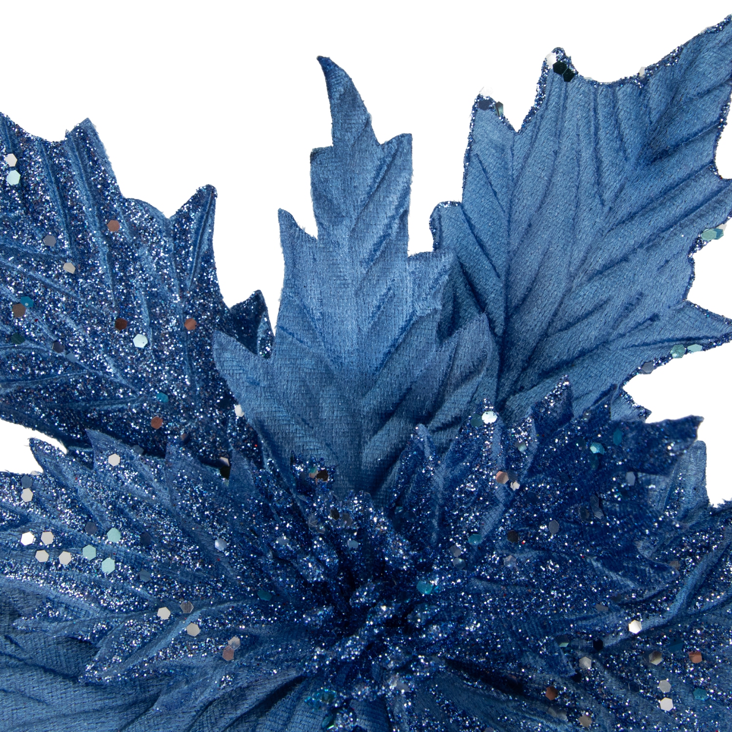 Gerbe de tige de Noël poinsettia bleue scintillante, 24 po