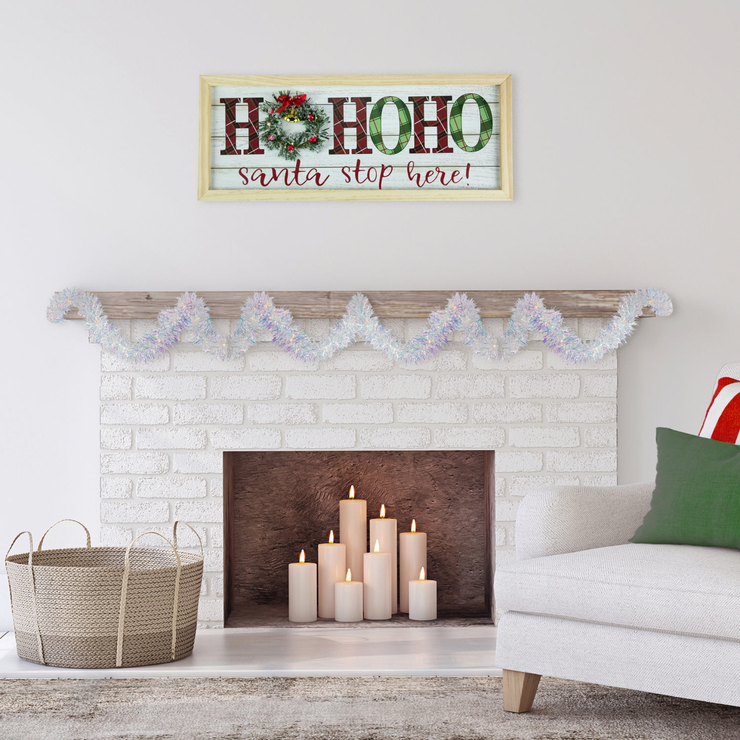 Guirlande de Noël scintillante iridescente éclairée à piles - LED blanc chaud - 9,25 pi