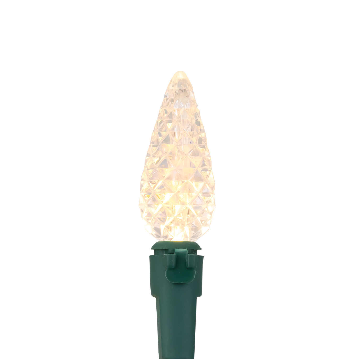 LED Faceted C6 Christmas Light - Warm White - 66.25' Green Wire - 200ct