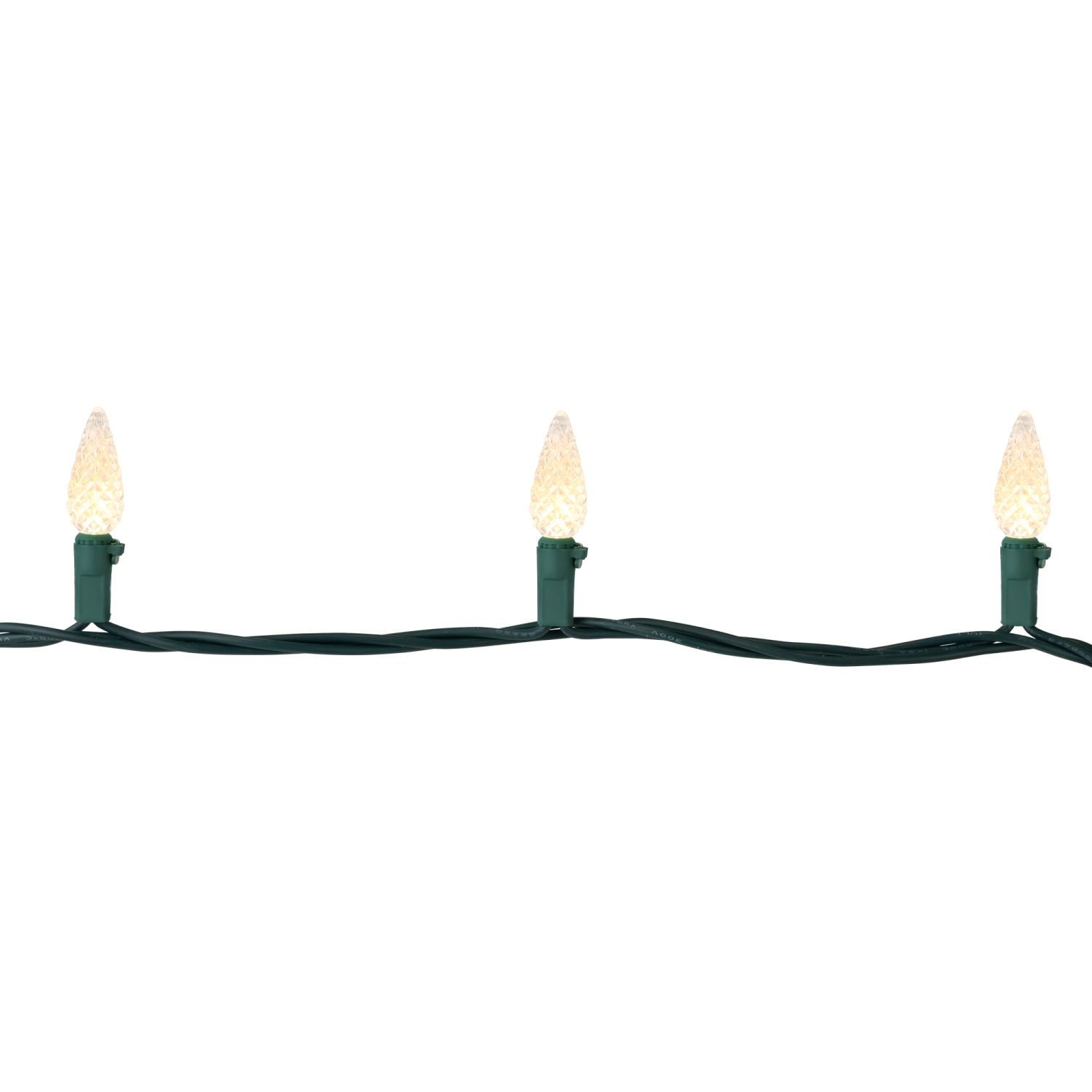 LED Faceted C6 Christmas Light - Warm White - 66.25' Green Wire - 200ct