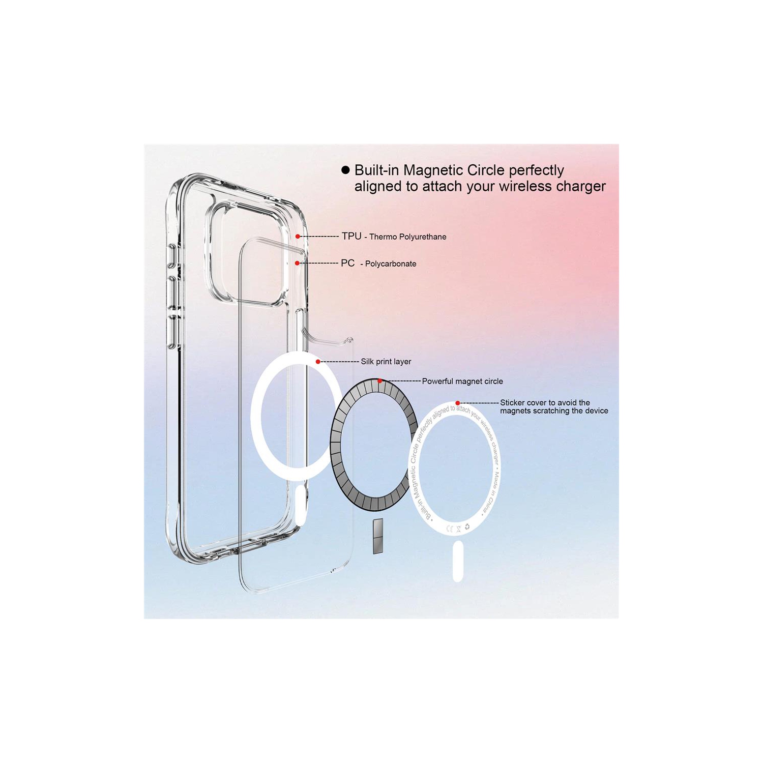 Uolo Soul+ iPhone 15 Pro Max Rated Military-Grade Protective [MagSafe] Hard Shell Case, Clear