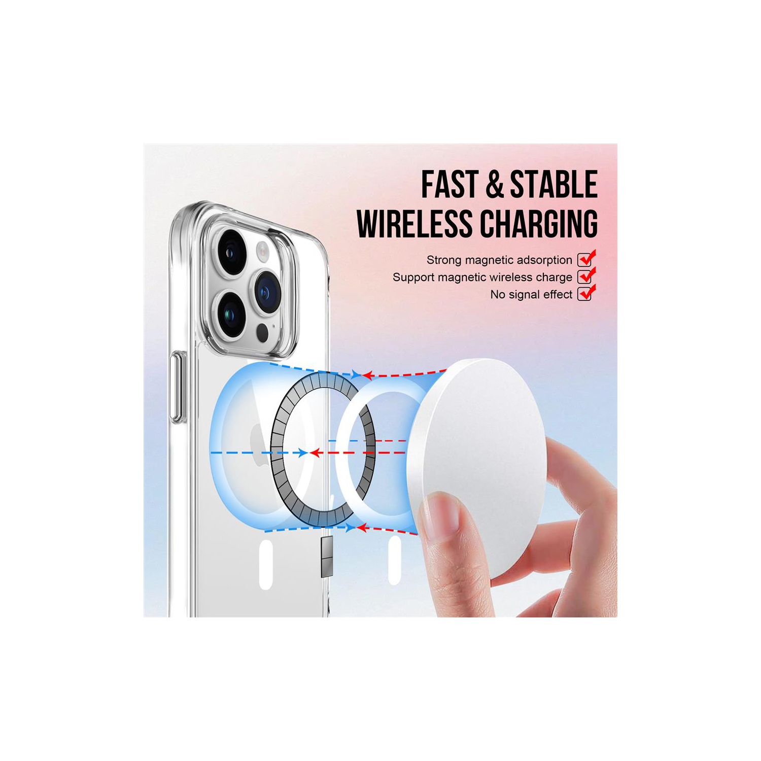 Uolo Soul+ iPhone 15 Pro Max Rated Military-Grade Protective [MagSafe] Hard Shell Case, Clear