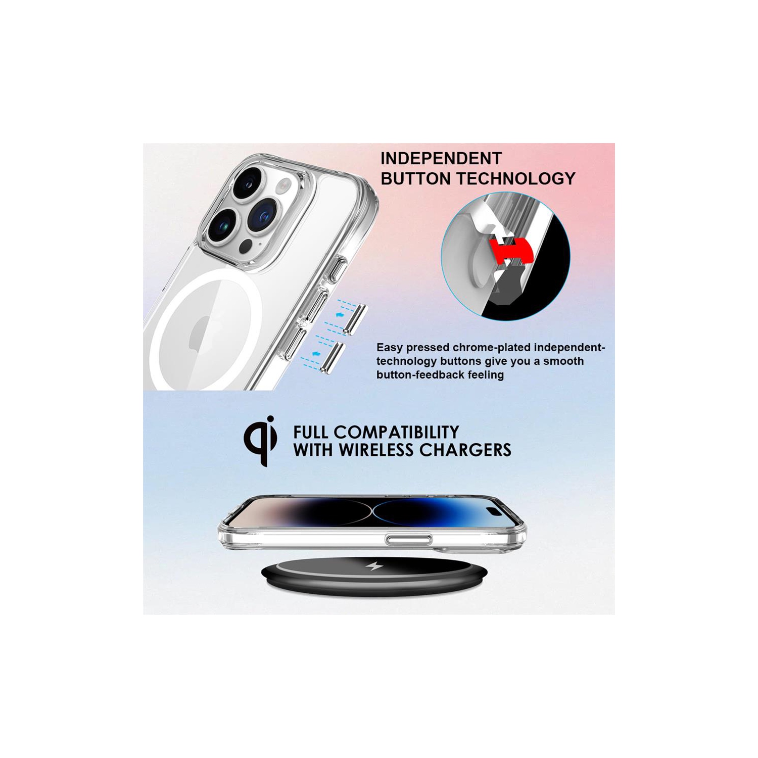 Uolo Soul+ iPhone 15 Pro Max Rated Military-Grade Protective [MagSafe] Hard Shell Case, Clear