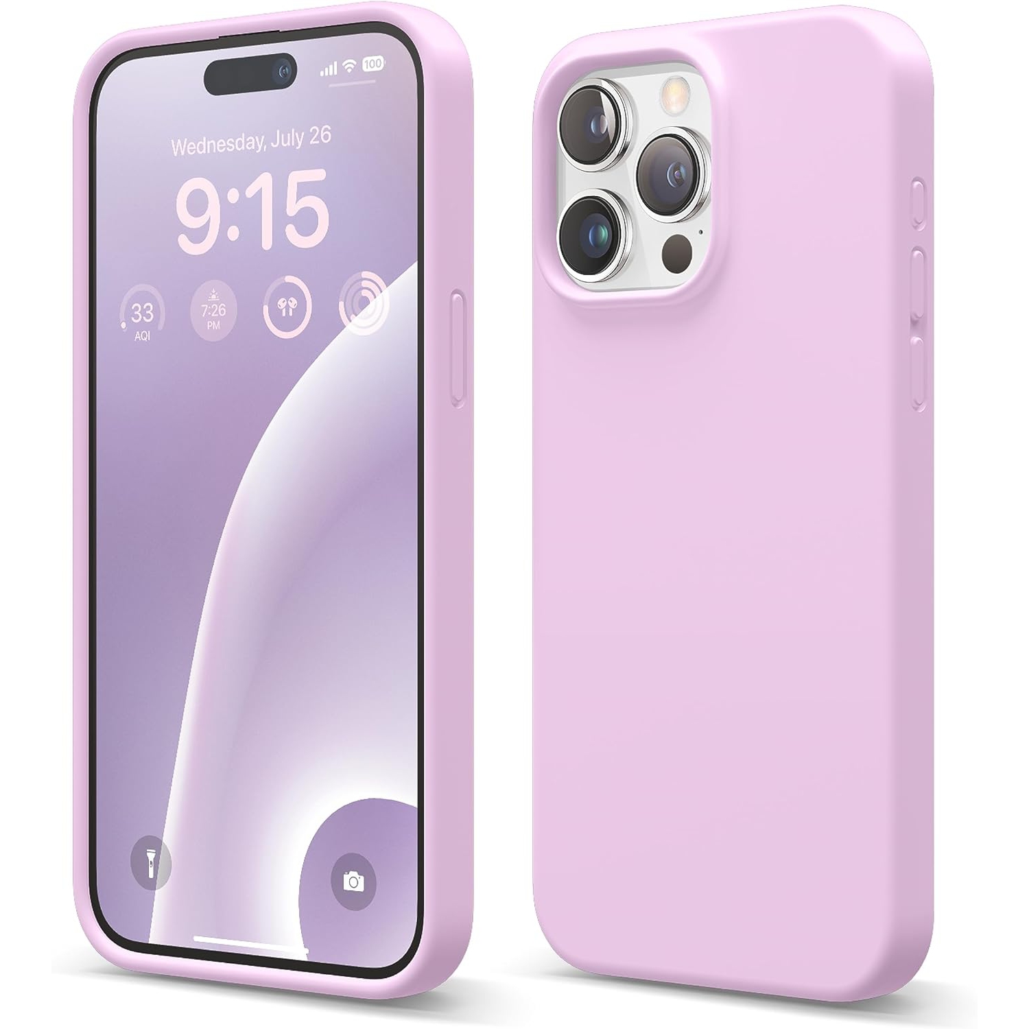 elago Compatible with iPhone 15 Pro Case, Liquid Silicone Case, Full Body Protective Cover, Shockproof, Slim Phone Case, Anti-Scratch Soft Microfiber Lining, 6.1 inch (Light Lilac)