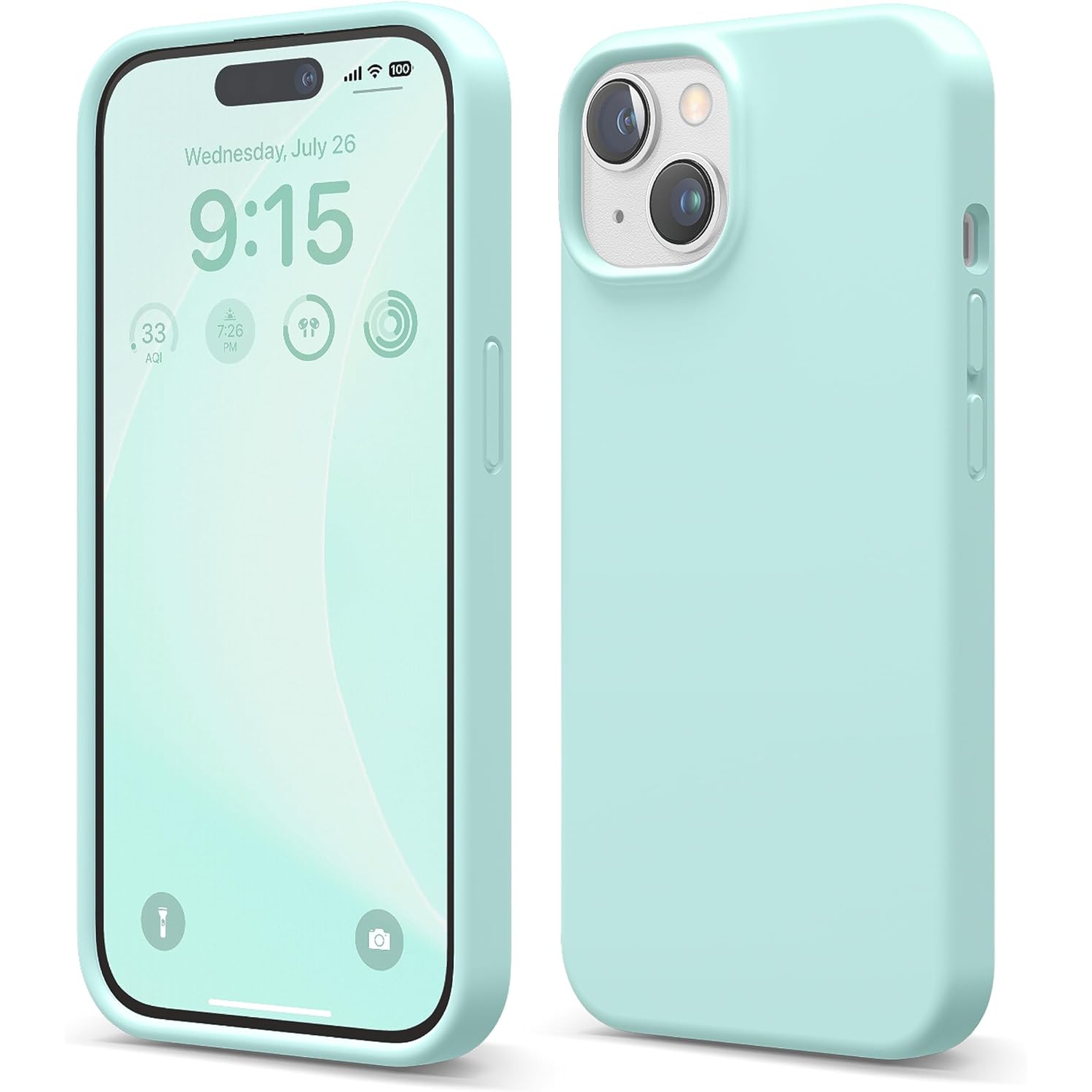 elago Compatible with iPhone 15 Case, Liquid Silicone Case, Full Body Protective Cover, Shockproof, Slim Phone Case, Anti-Scratch Soft Microfiber Lining, 6.1 inch (Aqua Sky)