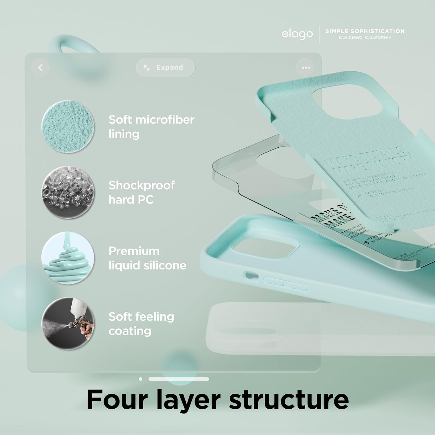 Elago compatible avec l'étui iPhone 15, l'étui en silicone liquide, l'étui protecteur intégral, antichoc, l'étui mince pour téléphone, la doublure