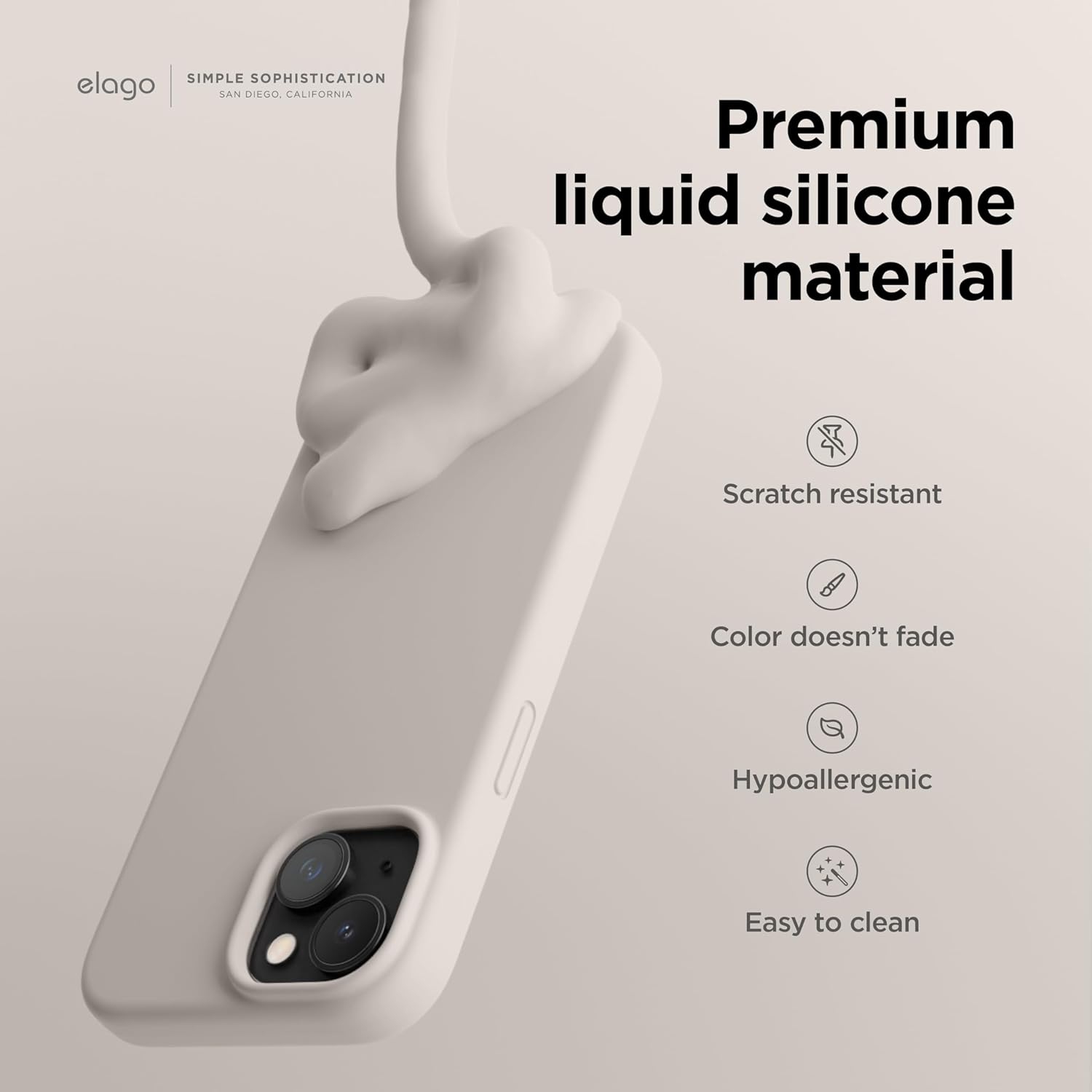 elago Compatible with iPhone 15 Case, Liquid Silicone Case, Full Body Protective Cover, Shockproof, Slim Phone Case, Anti-Scratch Soft Microfiber