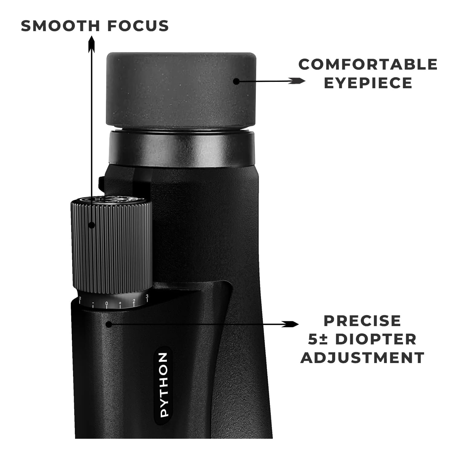 Python 12x52 Range Master Ultra HD Monocular Telescope High Powered for Adults with Smartphone Adapter, Leather Bag, Hand Strap