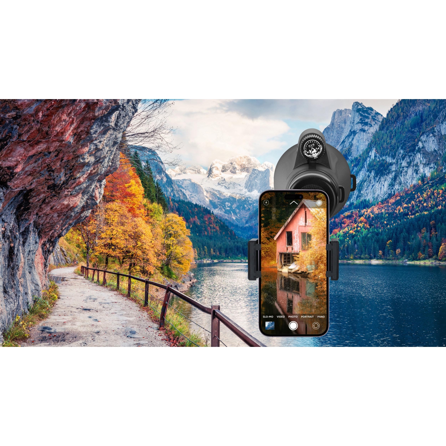 Python 12x52 Range Master Ultra HD Monocular Telescope High Powered for Adults with Smartphone Adapter, Leather Bag, Hand Strap