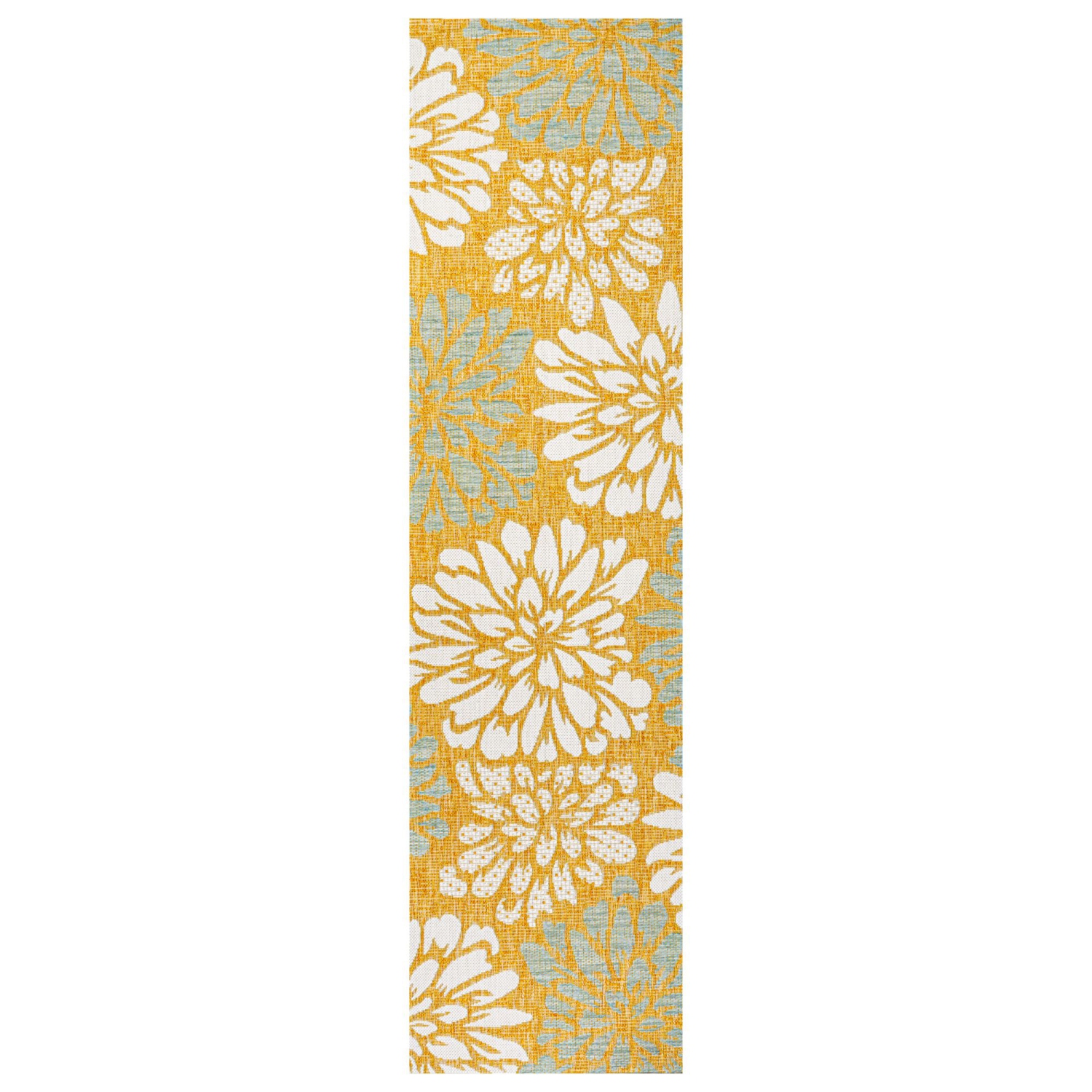 Tapis moderne tissé texturé à motif floral pour l'intérieur et l'extérieur Zinnia