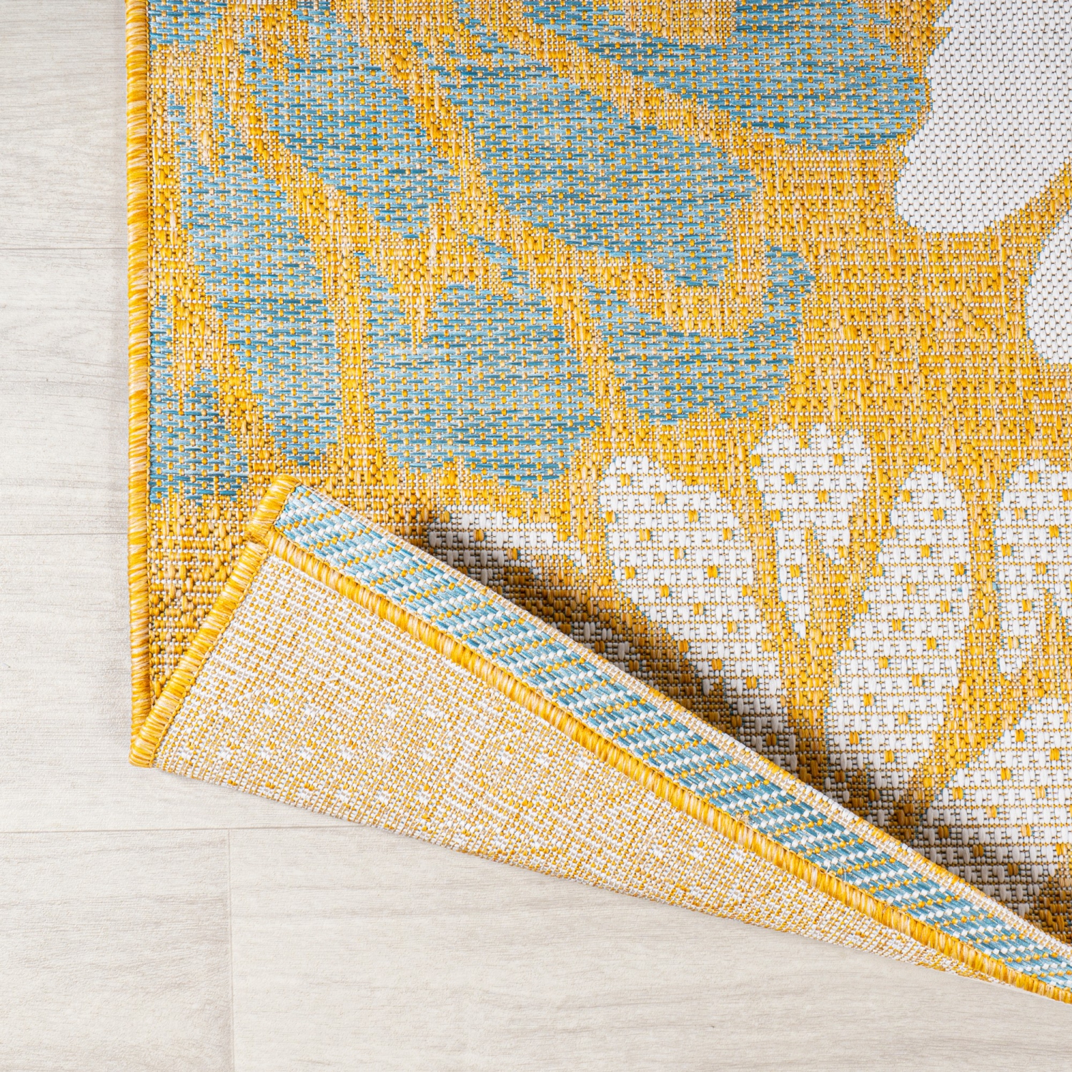 Tapis moderne tissé texturé à motif floral pour l'intérieur et l'extérieur Zinnia